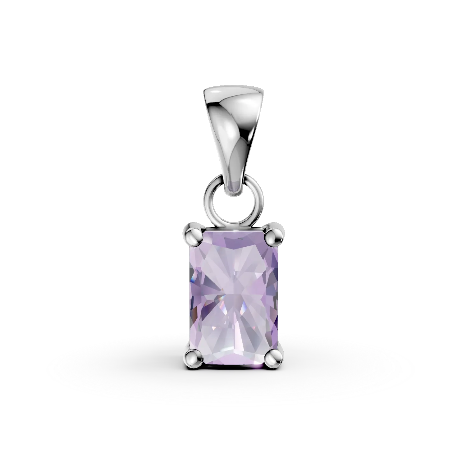 Pandantiv minimalist din aur alb cu zirconia mov