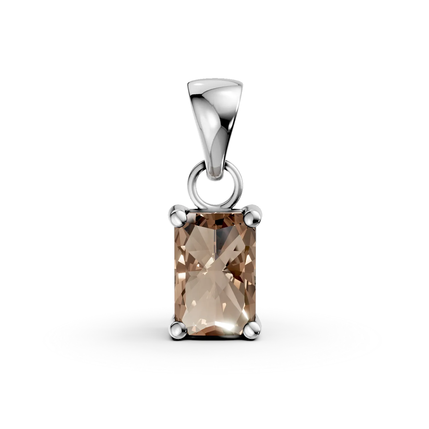 Pandantiv minimalist din aur alb cu zirconia maro