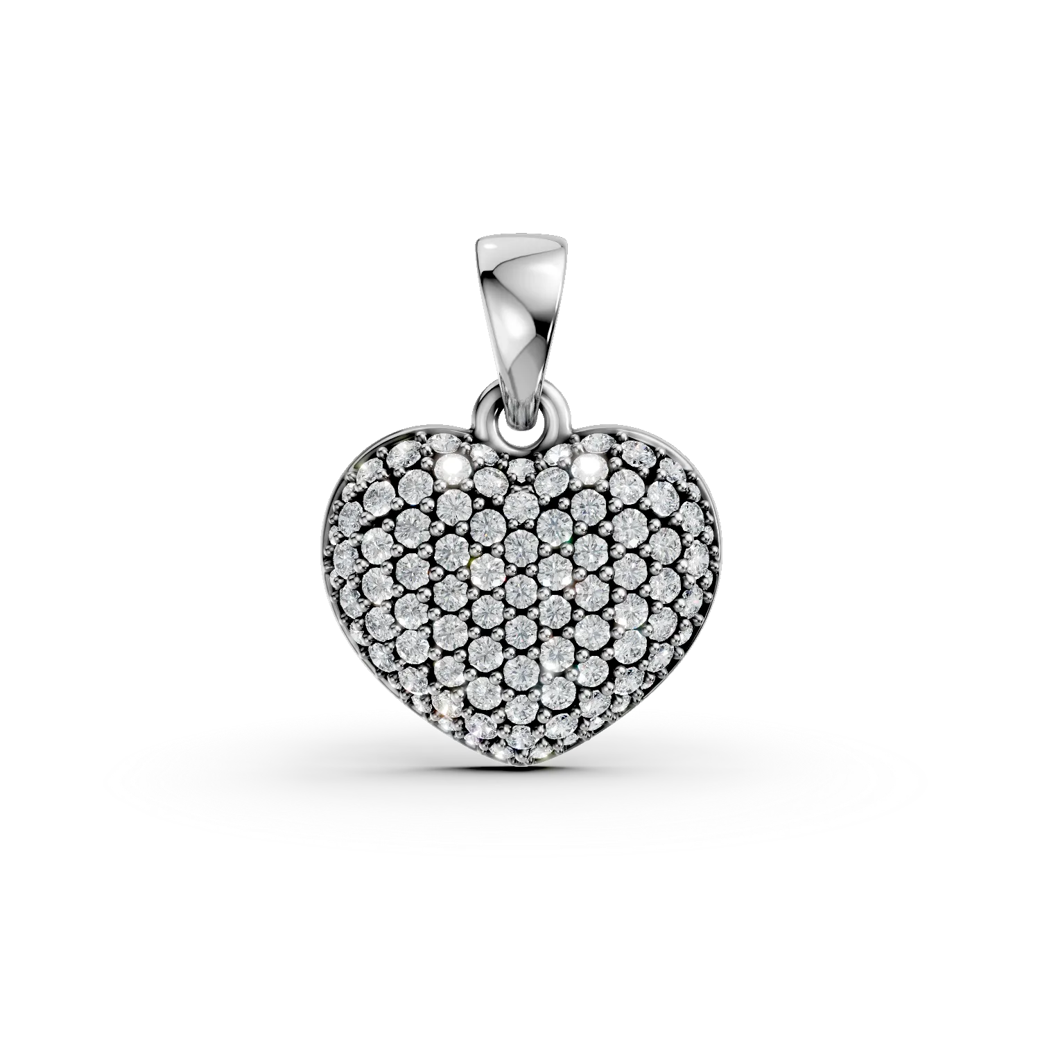 Pandantiv inima din aur alb cu zirconii