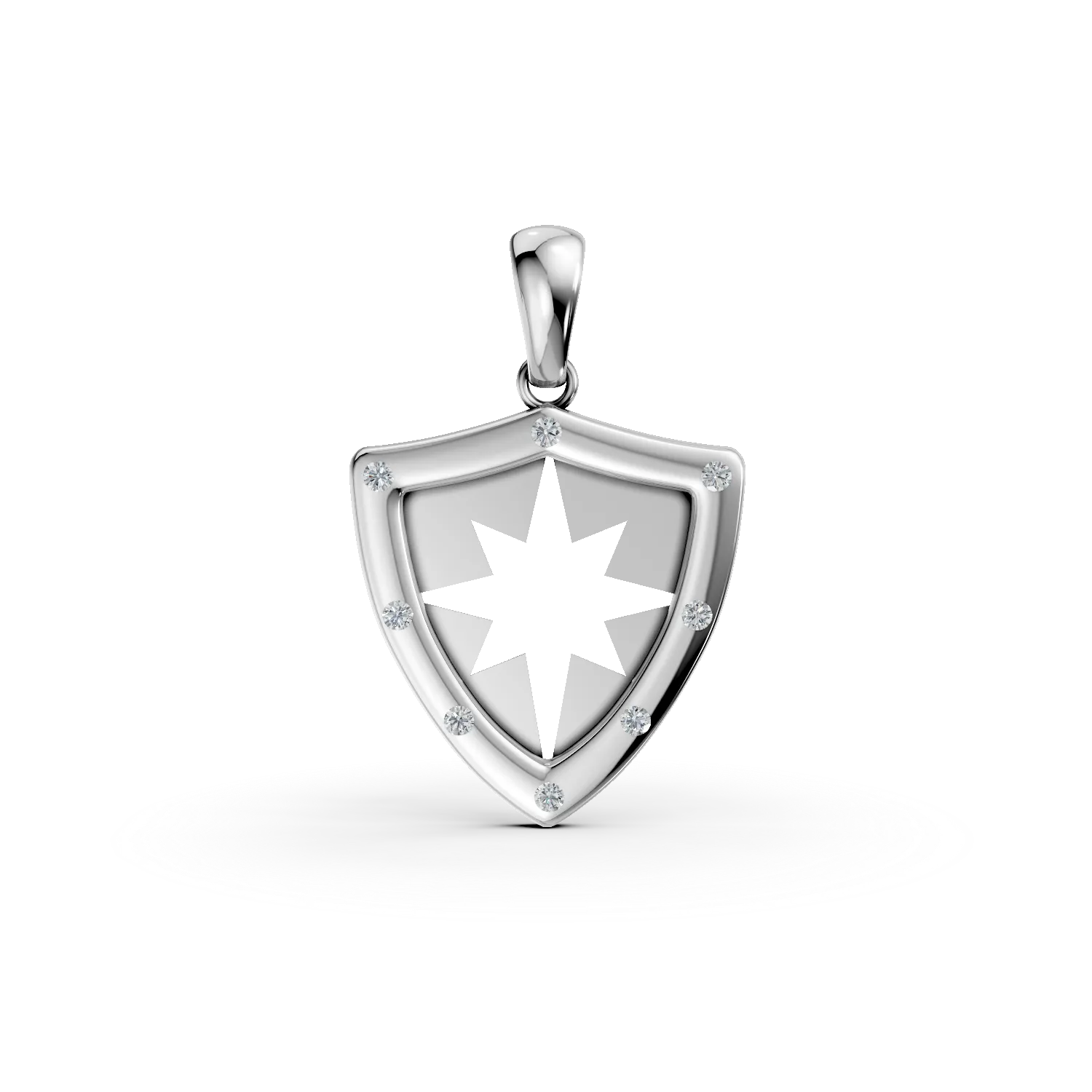 Pandantiv blazon din aur alb cu zirconii