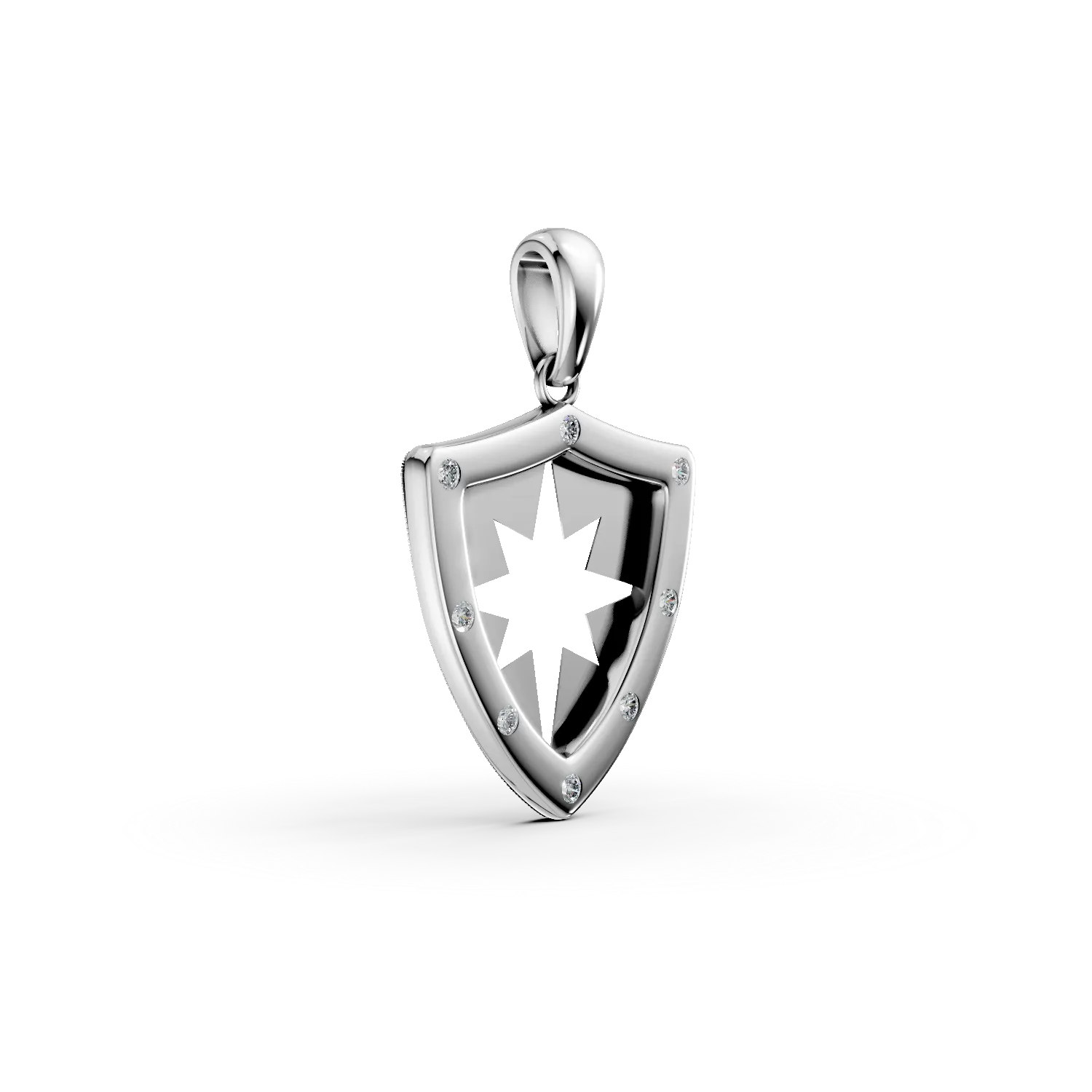 Pandantiv blazon din aur alb cu zirconii