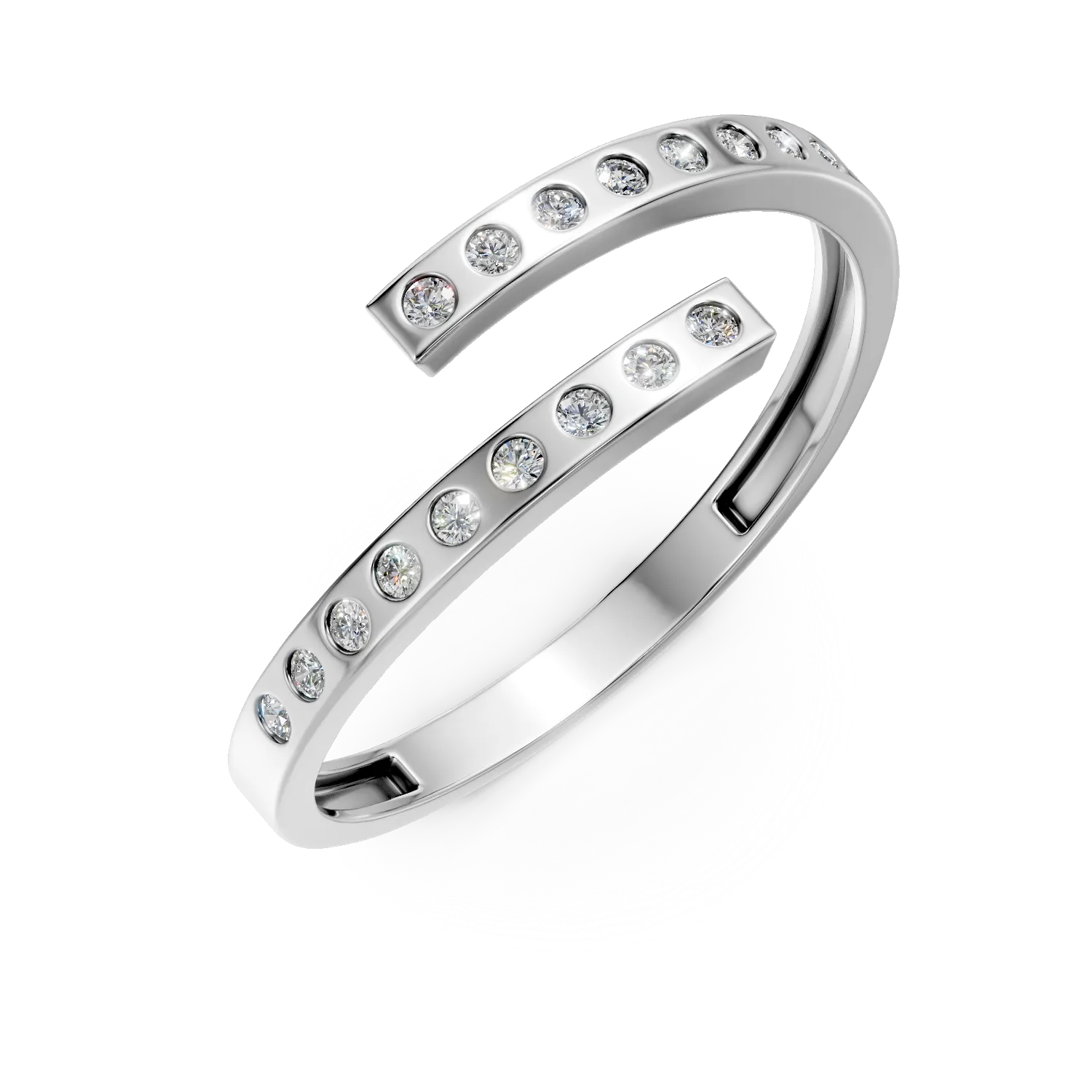 Inel semi eternity din aur alb cu zirconii