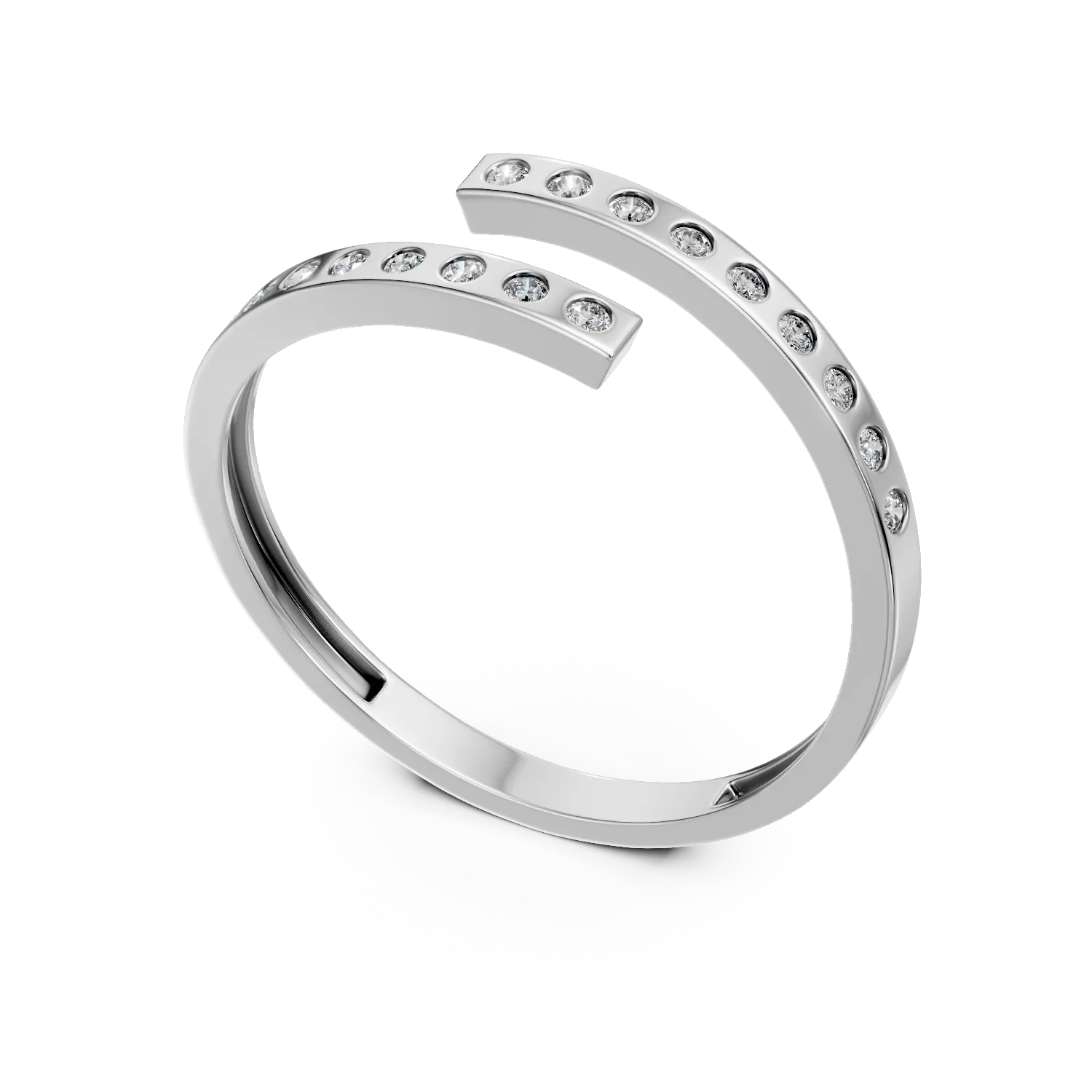 Inel semi eternity din aur alb cu zirconii
