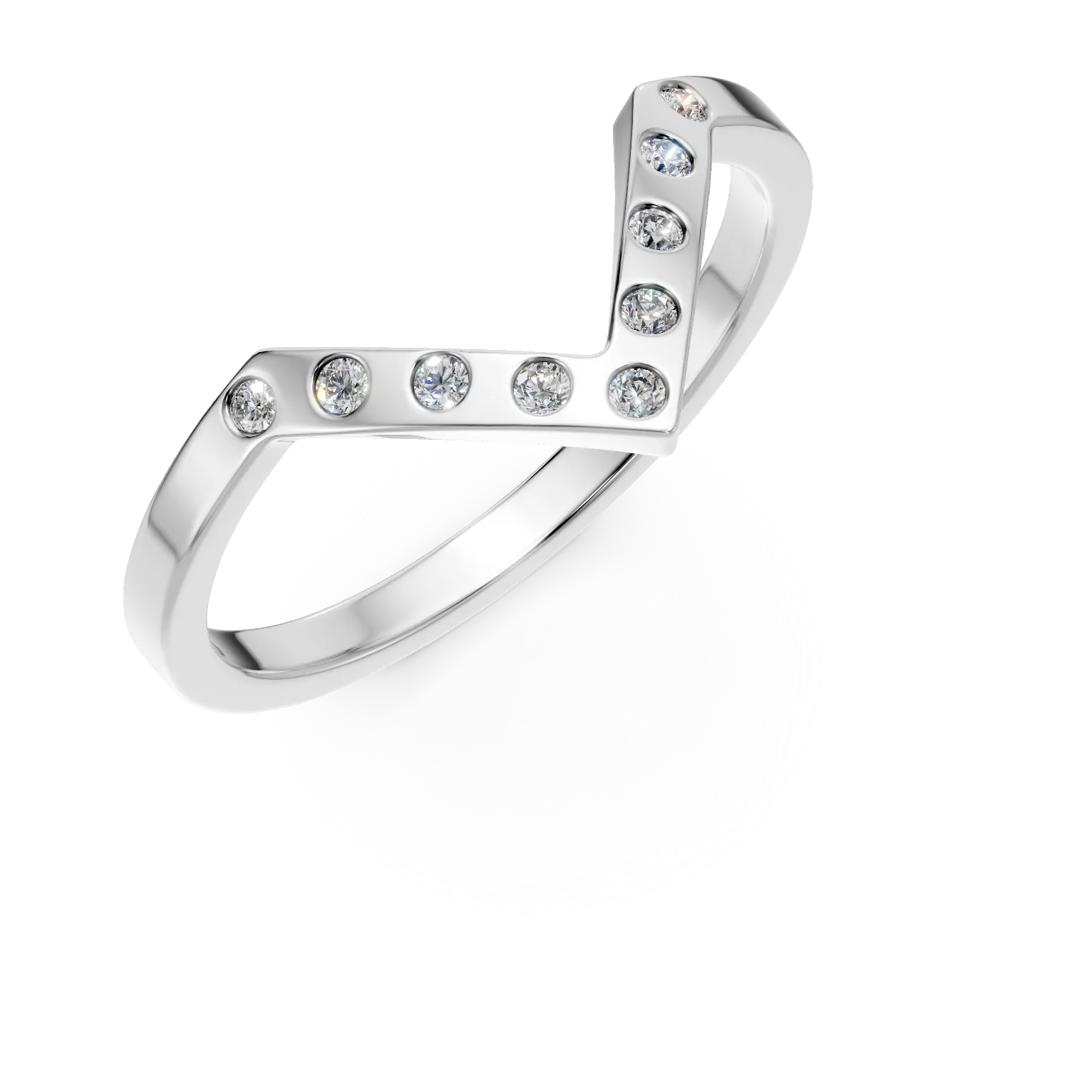 Inel geometric din aur alb cu zirconii