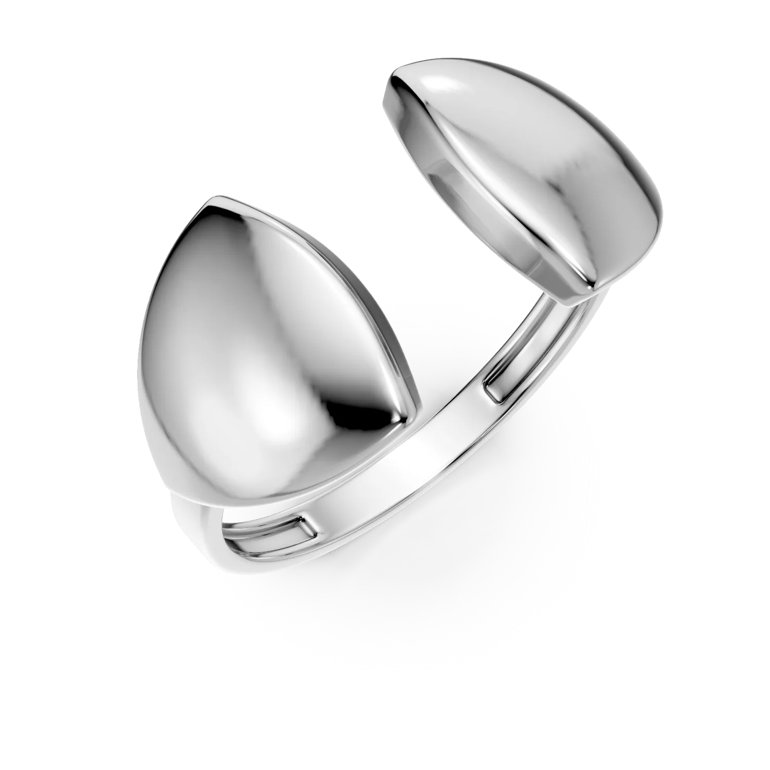 Inel deschis din aur alb cu detalii geometrice