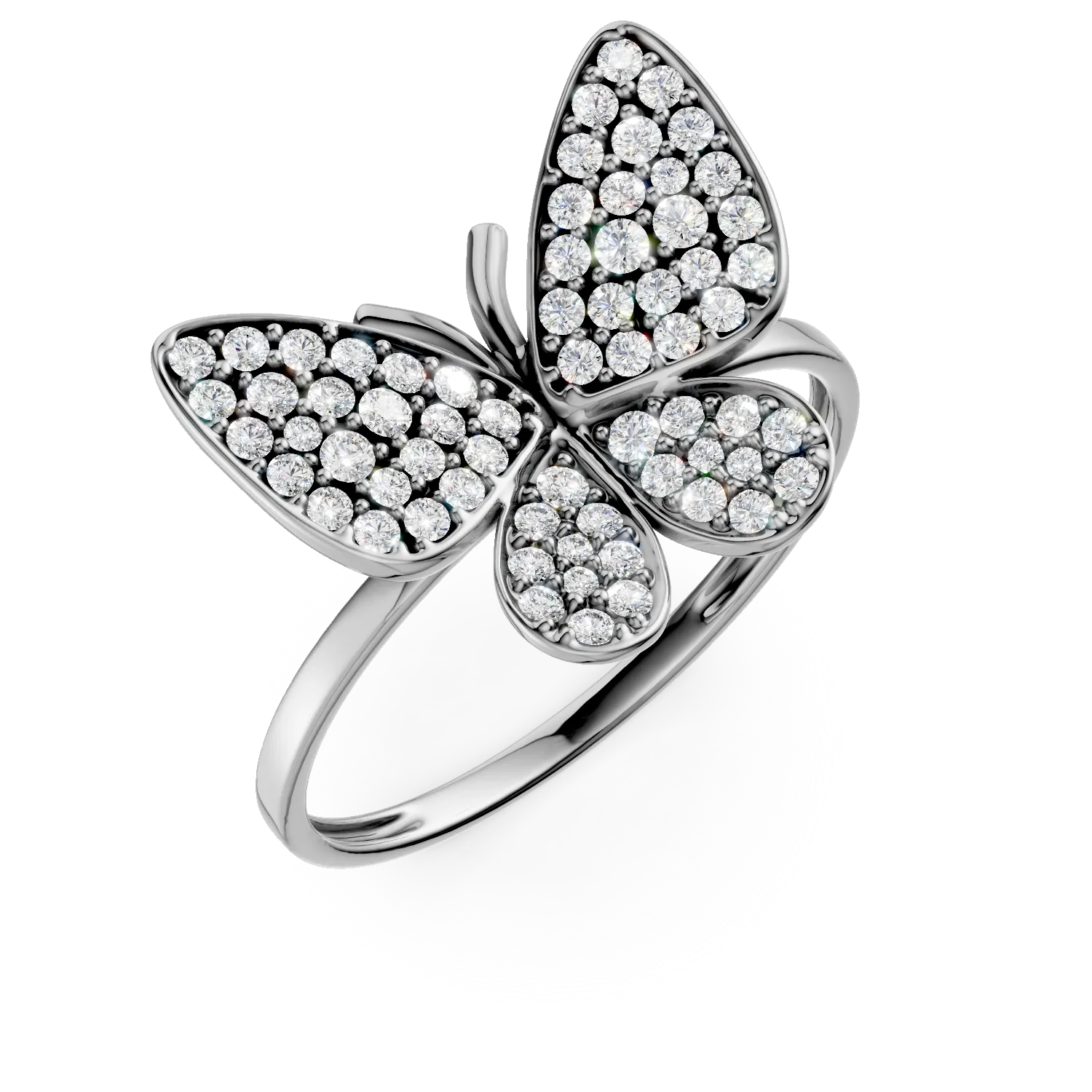 Inel fluture din aur alb cu zirconii