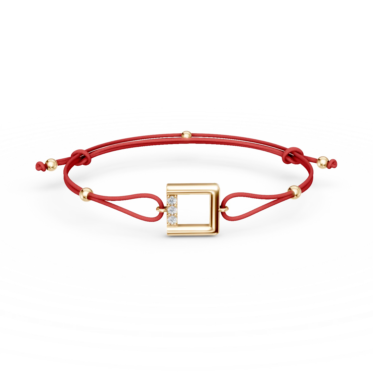 Bratara cu snur si pandantiv patrat din aur galben cu zirconii Apparel & Accessories > Jewelry > Bracelets DAAR 2 Bratara cu snur si pandantiv patrat din aur galben cu zirconii Apparel & Accessories > Jewelry > Bracelets DAAR 2
