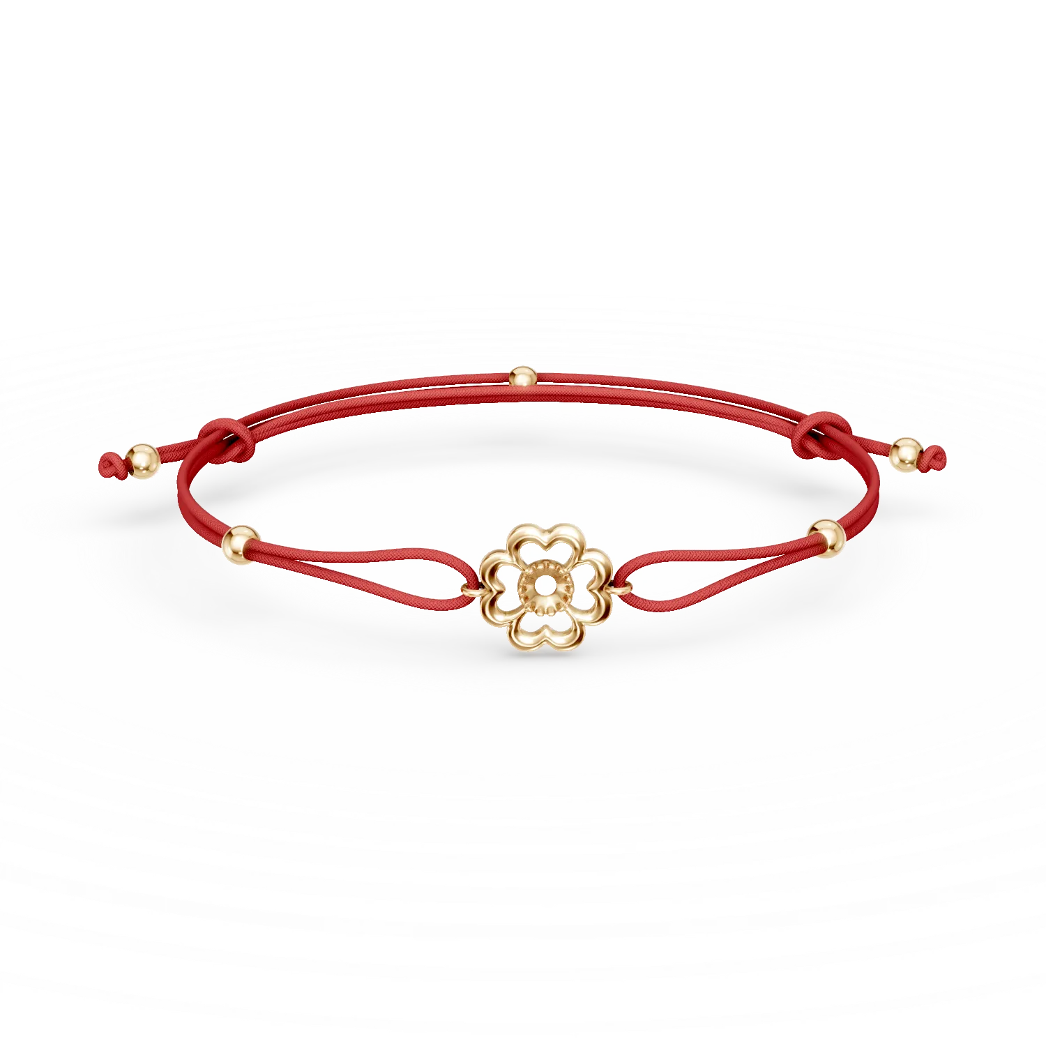 Bratara cu snur si pandantiv trifoi din aur galben cu zirconii - imagine 5