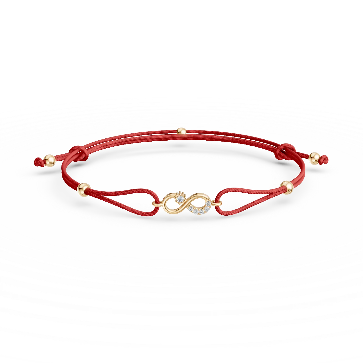 Bratara cu snur si pandantiv infinit din aur galben cu zirconii - imagine 6