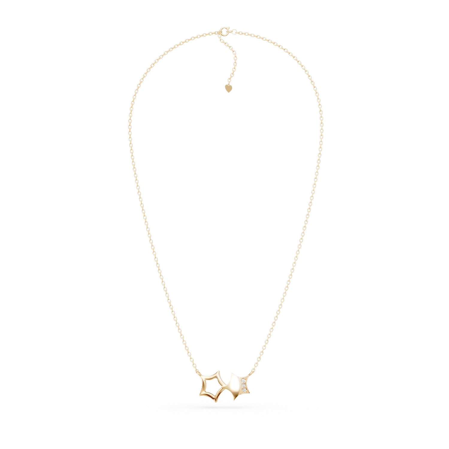 Lant cu pandantive stelute din aur galben cu diamante de 0.01ct create in laborator