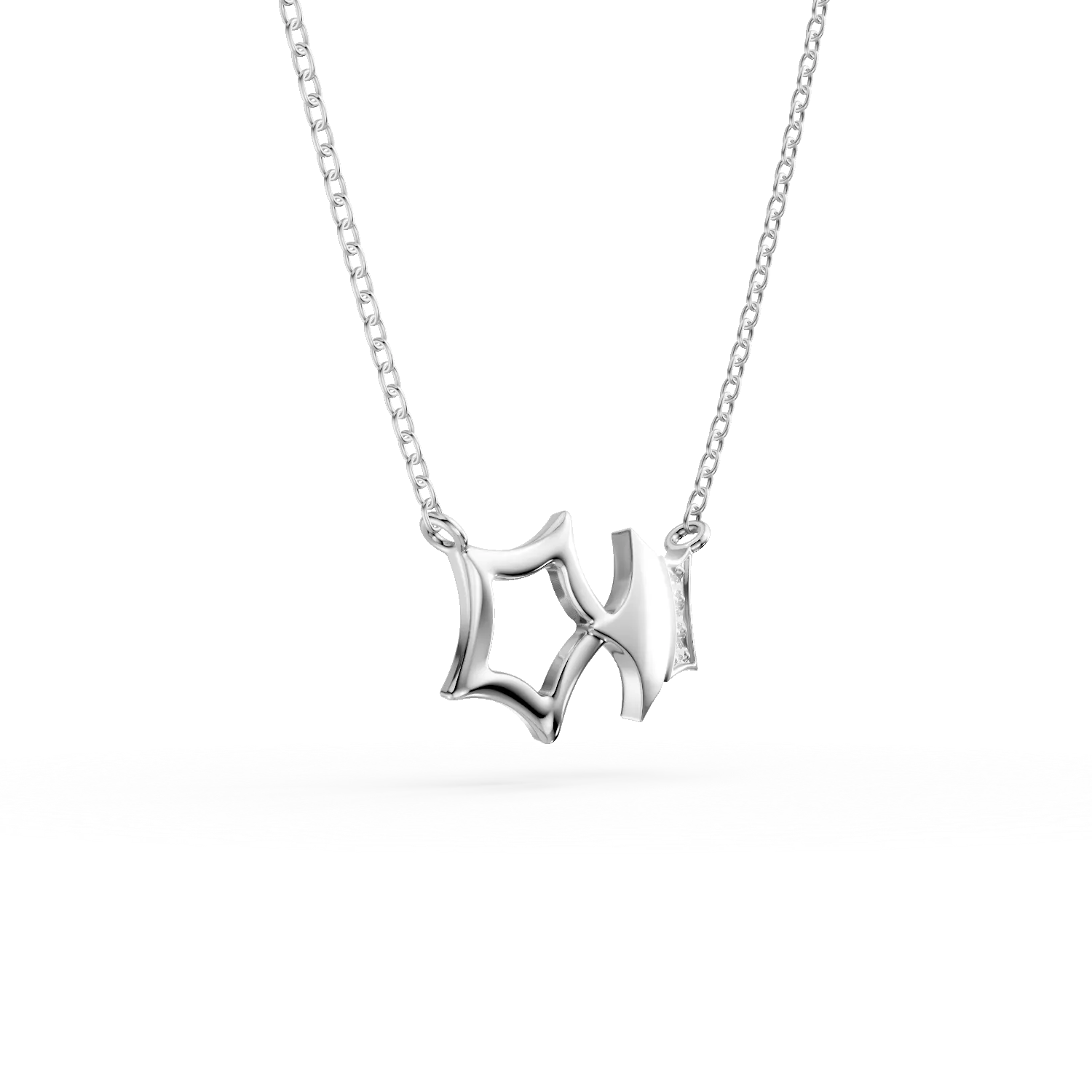 Lant cu pandantive stelute din aur alb cu diamante de 0.02ct