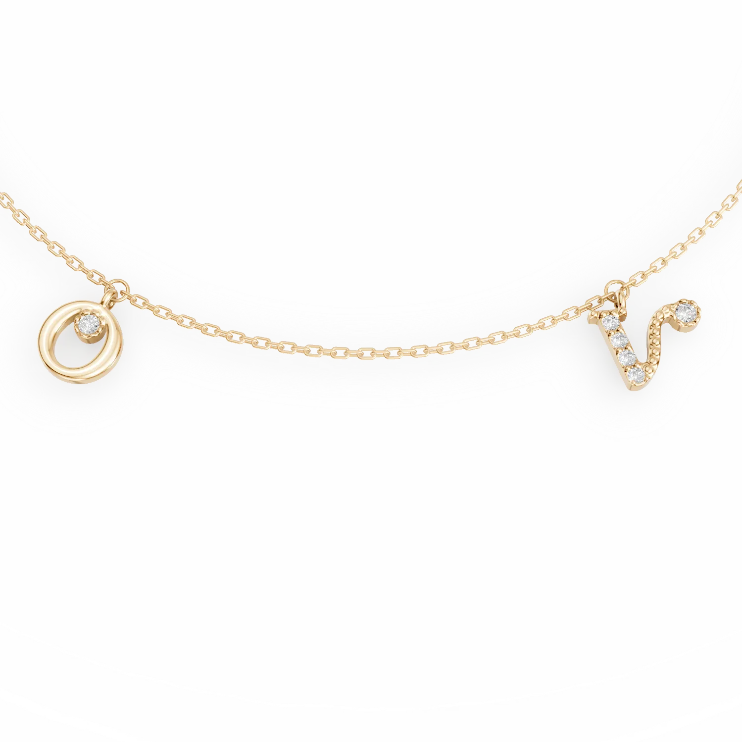 Bratara din aur galben cu charmuri si diamante de 0.6ct create in laborator