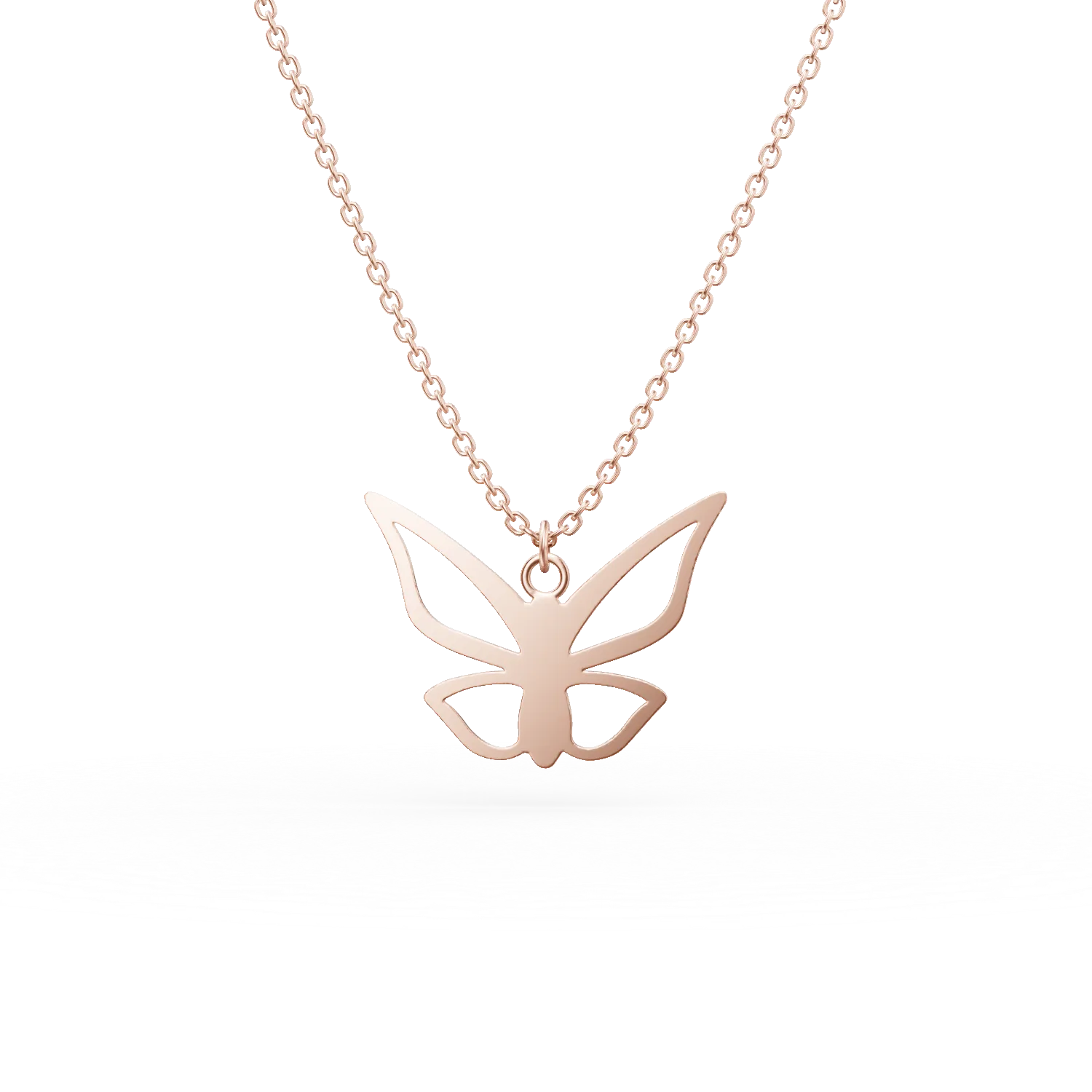 Lant cu pandantiv fluture din aur roz
