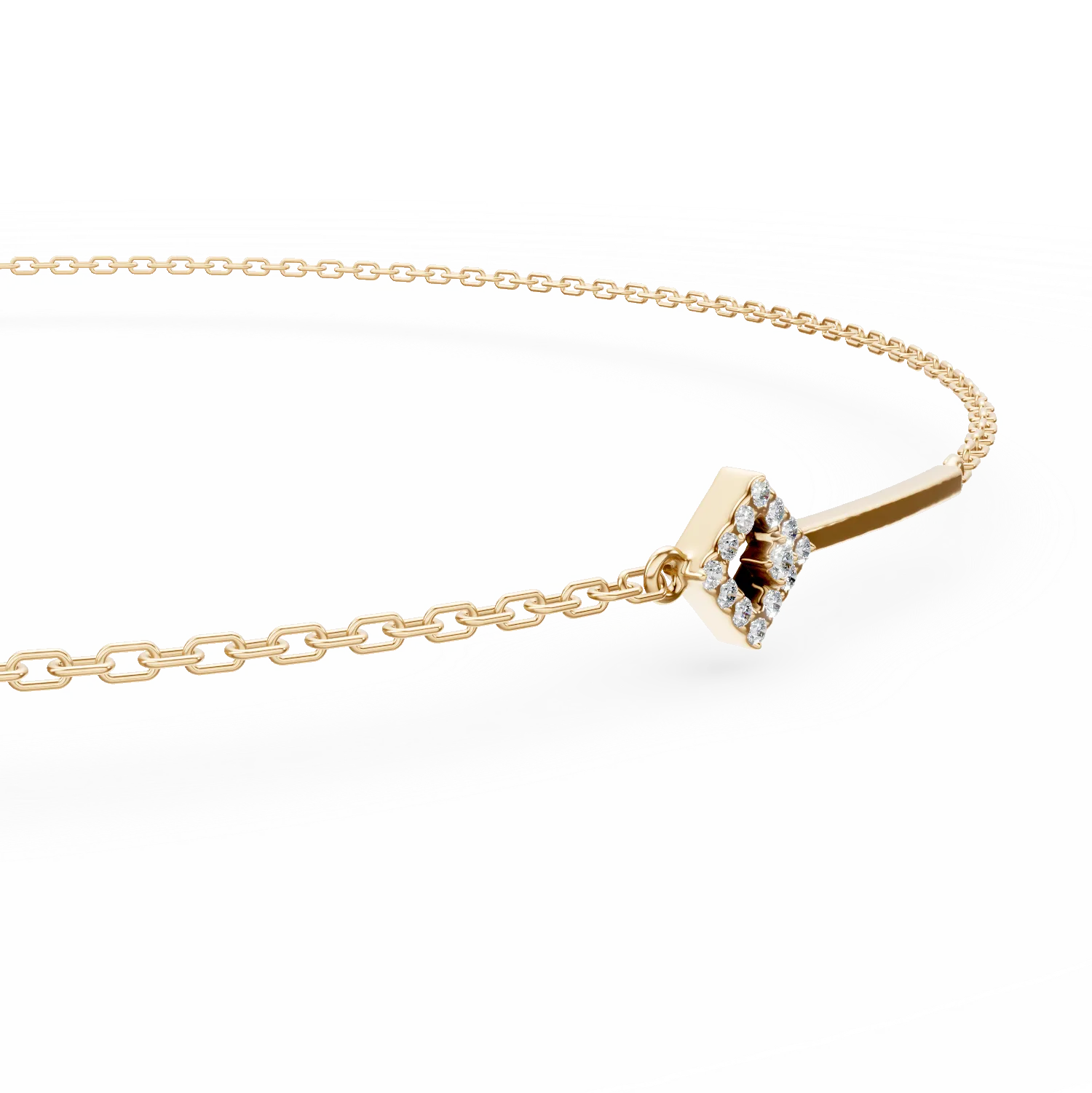 Bratara din aur galben cu pandantive si diamante de 0.05ct create in laborator