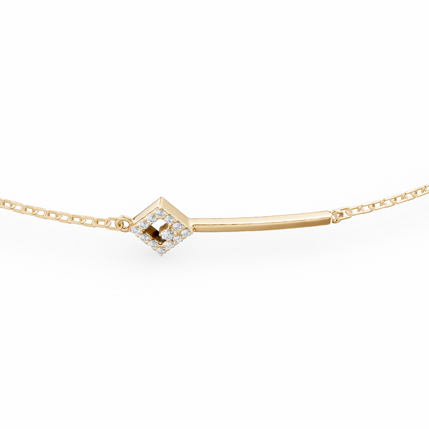 Bratara din aur galben cu pandantive si diamante de 0.05ct create in laborator