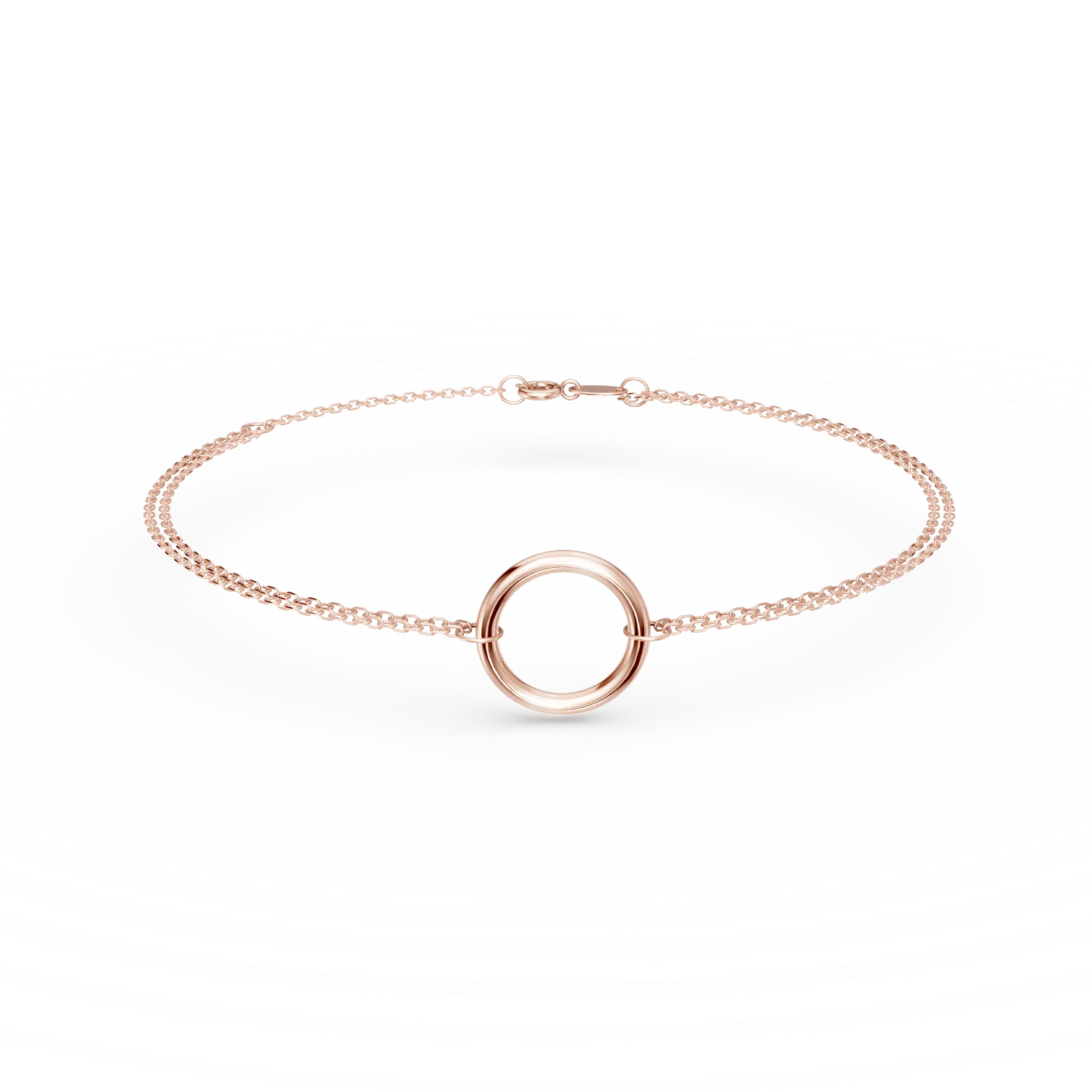Bratara cu pandantiv rotund din aur roz