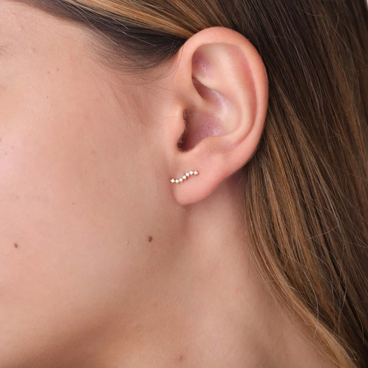 Cercei lungi din aur galben cu diamante de 0.1ct create in laborator