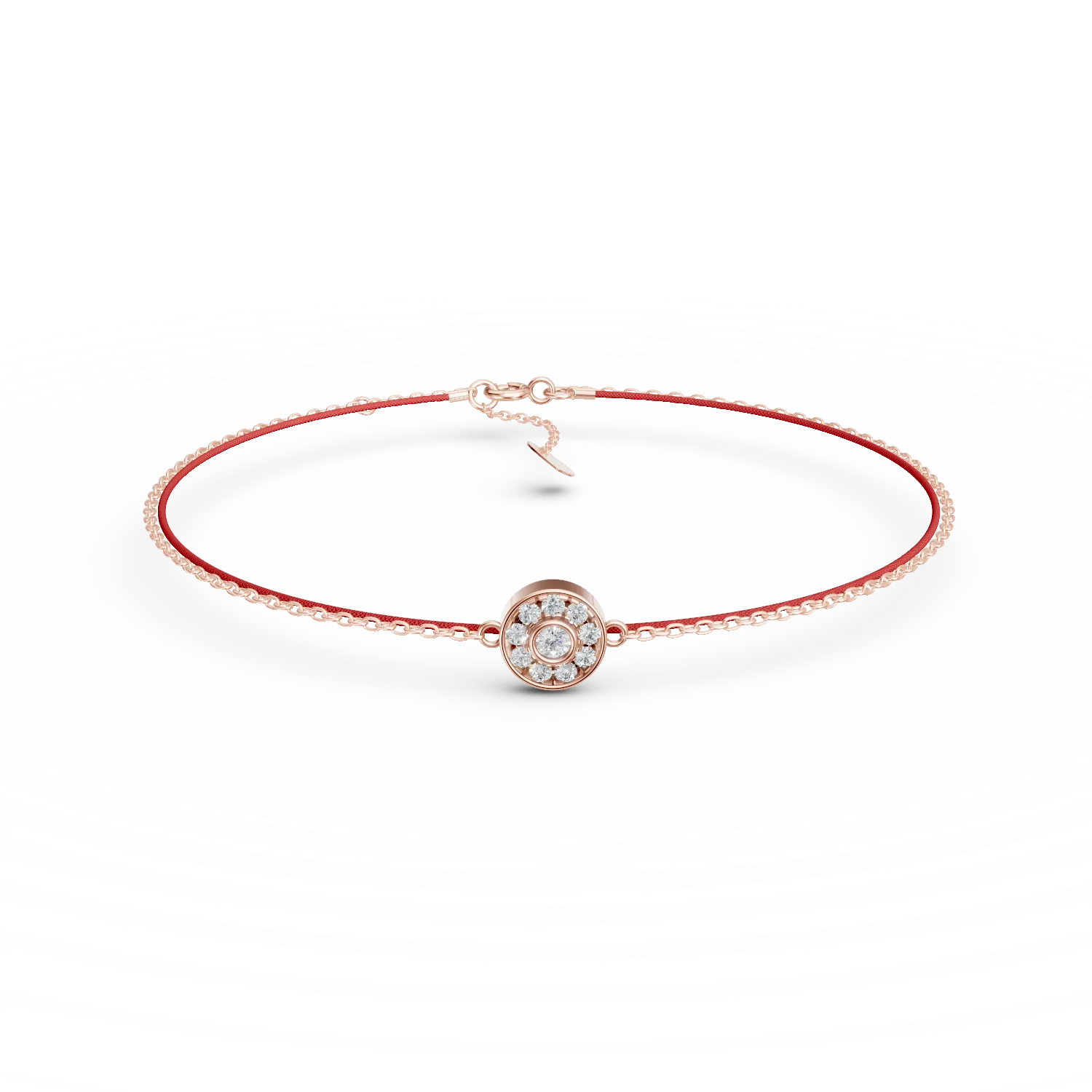 Bratara din aur roz cu snur si pandantiv cu diamante de 0.05ct