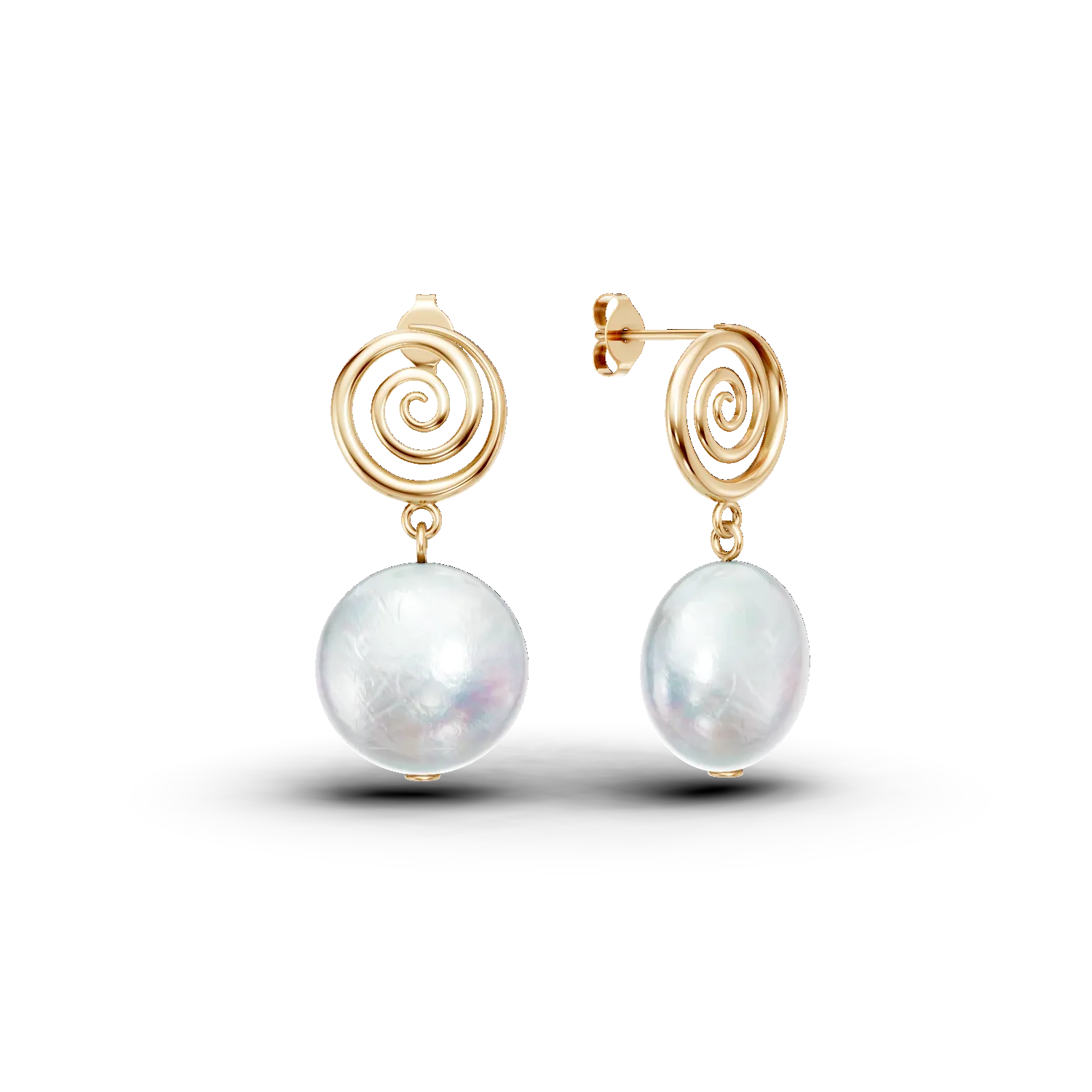 Cercei din aur galben cu perle naturale de 2.1ct