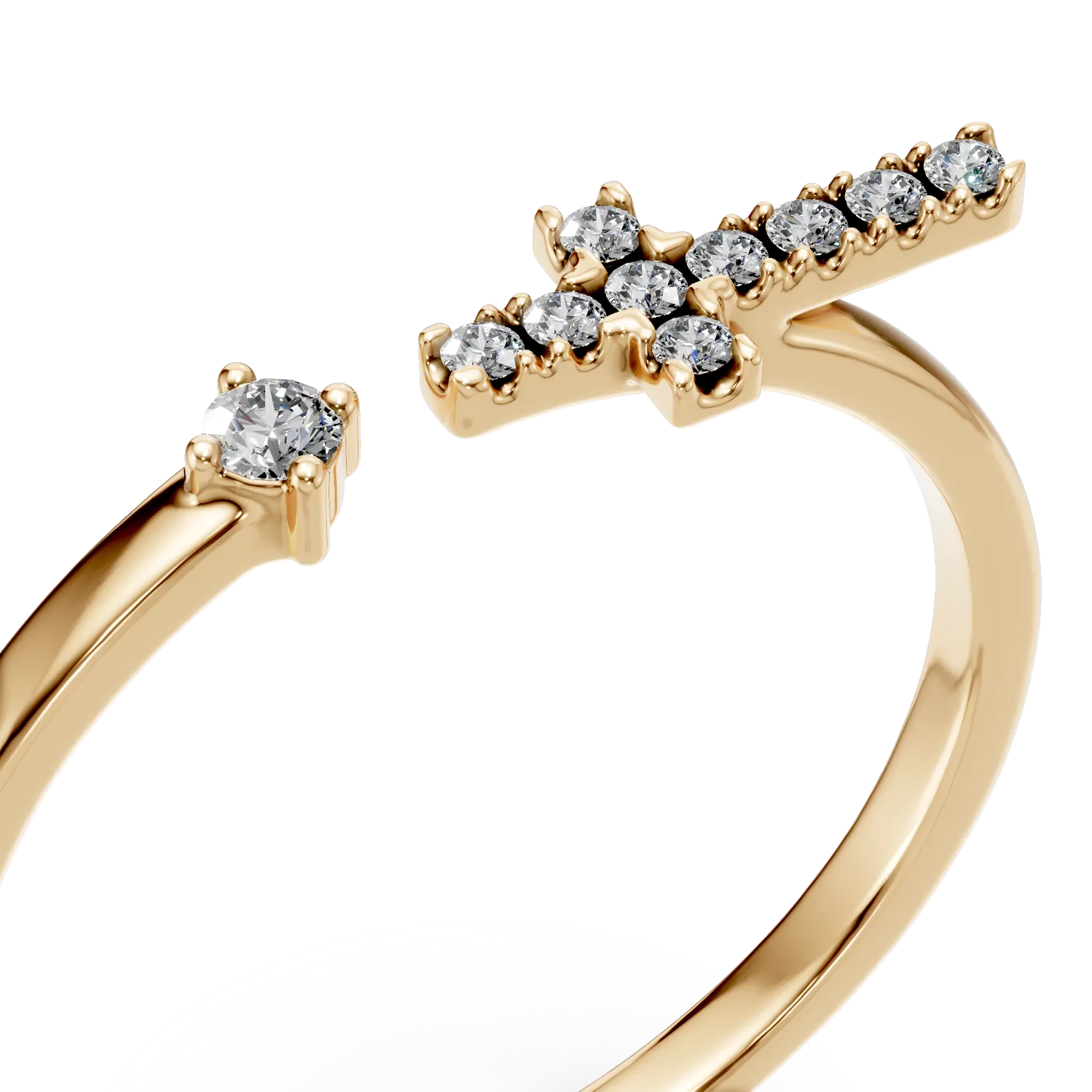 Inel deschis din aur galben cu diamante de 0.05ct create in laborator