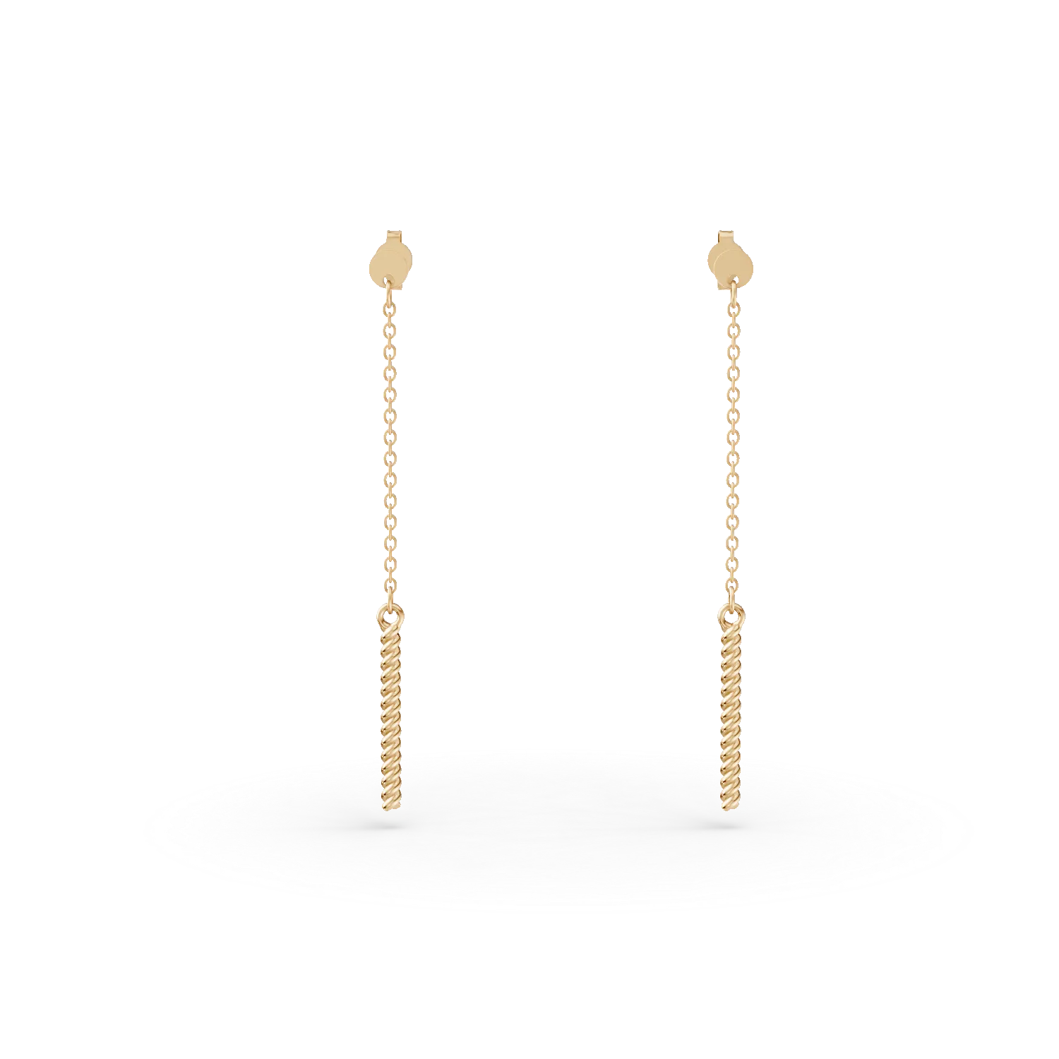 Cercei lungi minimalisti din aur galben