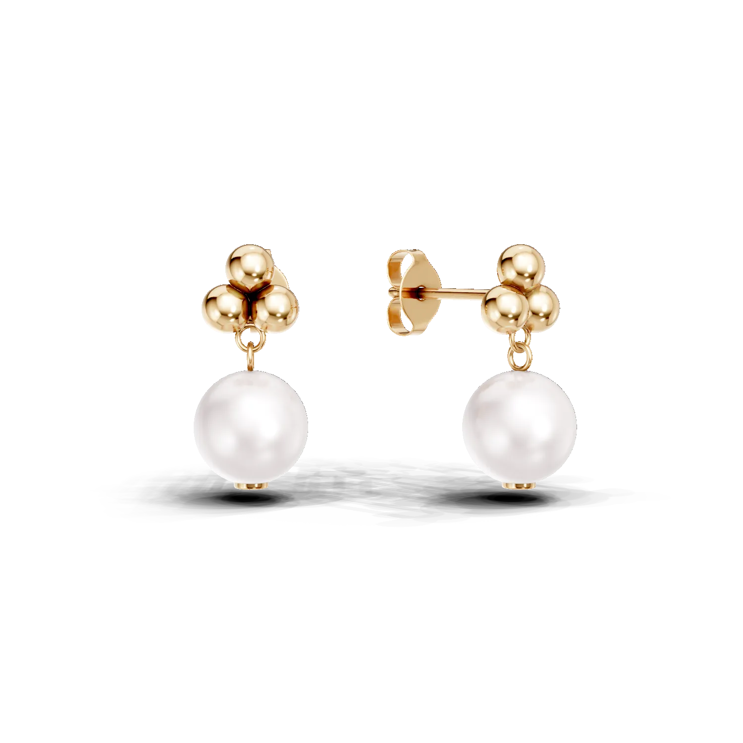 Cercei din aur galben cu perle naturale de 0.7ct