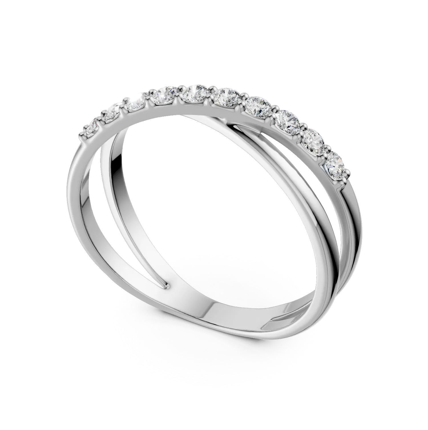 Inel minimalist din aur alb cu diamante de 0.2ct