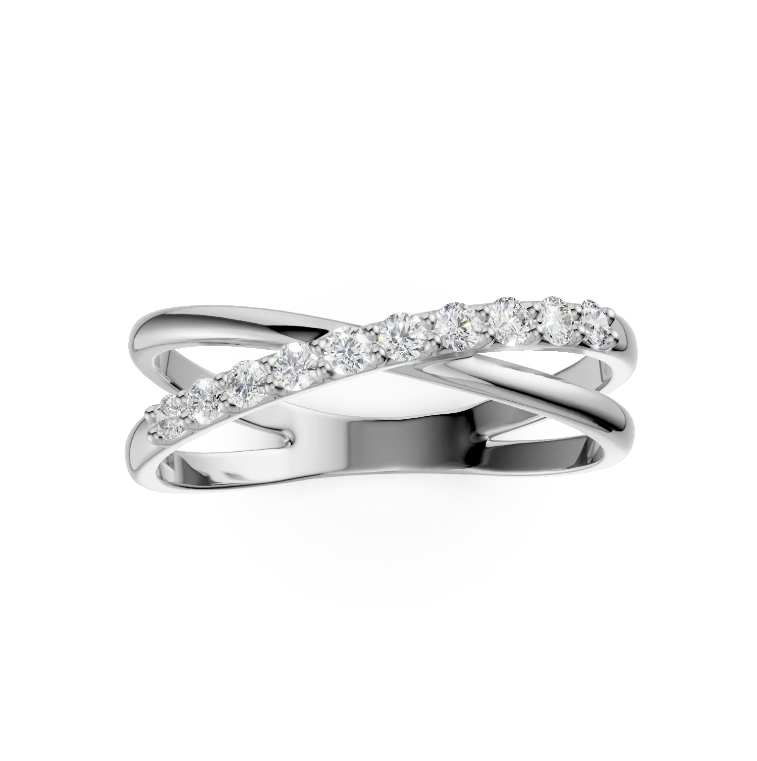 Inel minimalist din aur alb cu diamante de 0.2ct