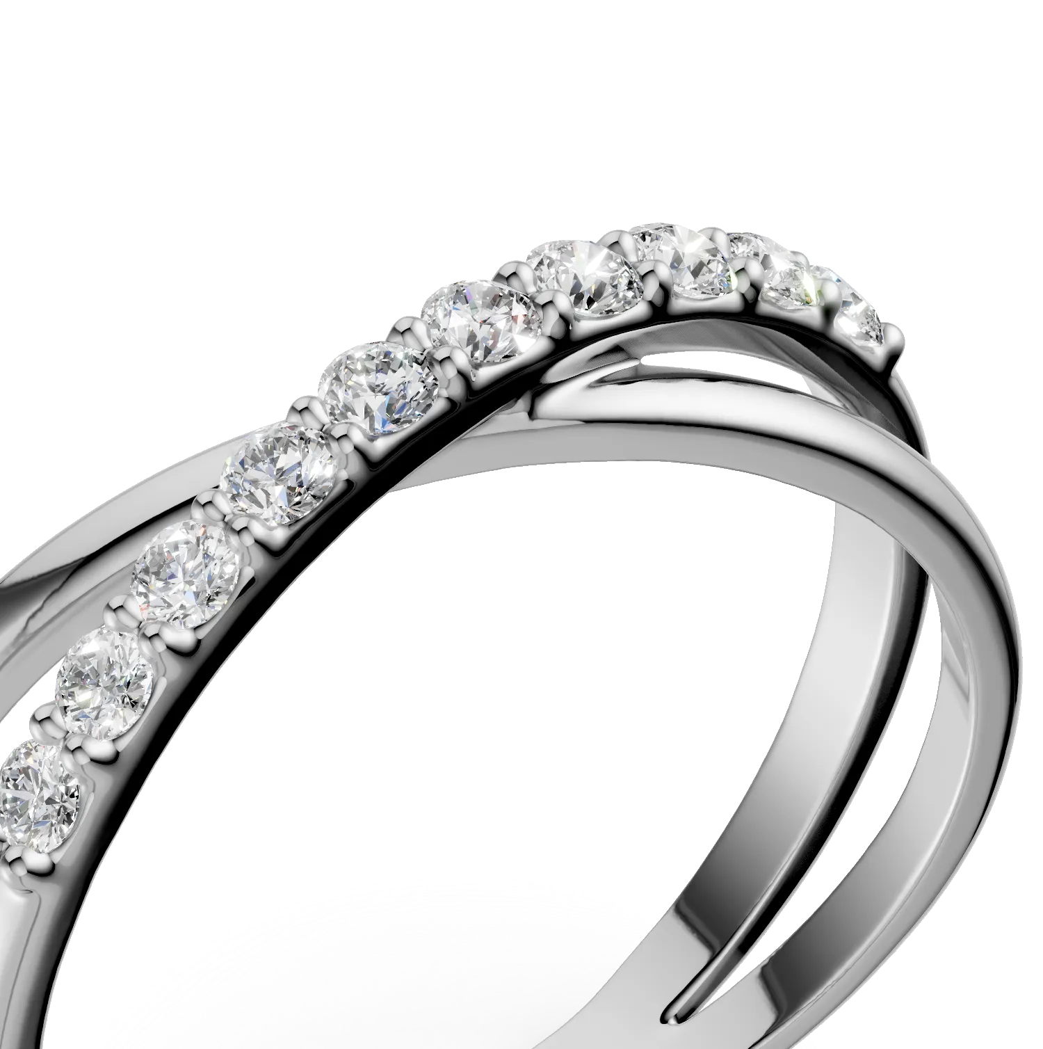 Inel minimalist din aur alb cu diamante de 0.2ct