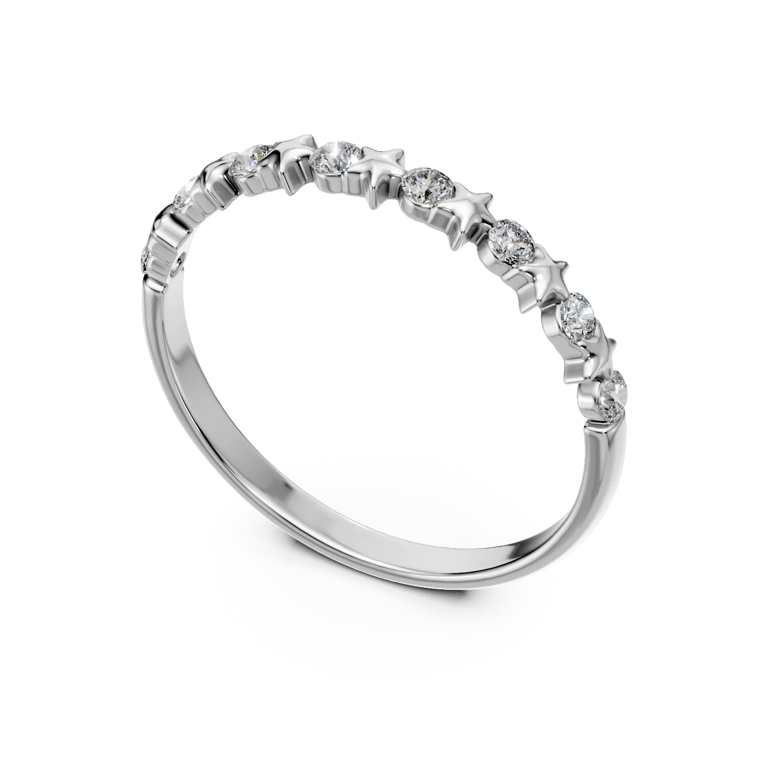 Inel minimalist din aur alb cu diamante de 0.14ct create in laborator