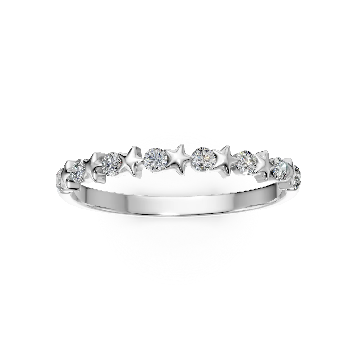 Inel minimalist din aur alb cu diamante de 0.14ct create in laborator