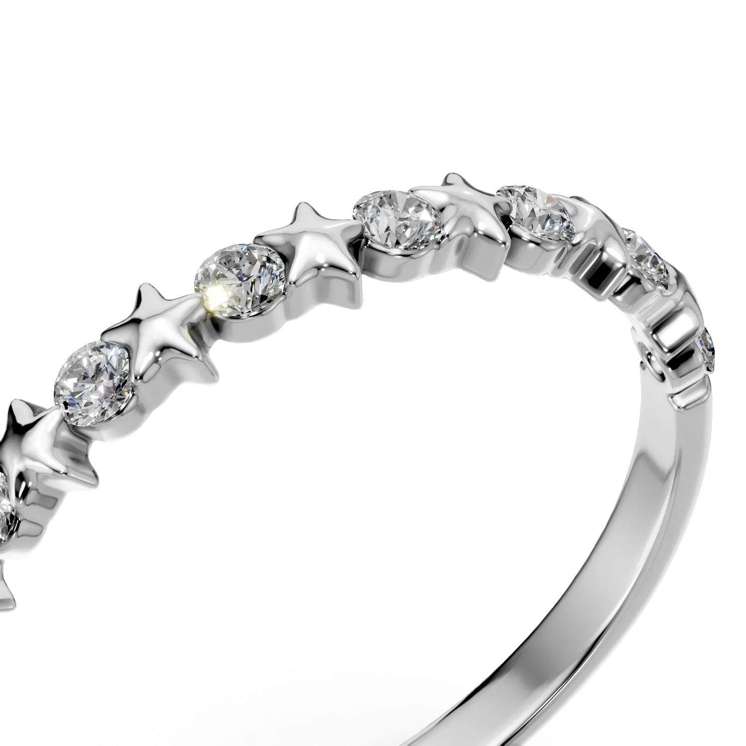 Inel minimalist din aur alb cu diamante de 0.14ct create in laborator