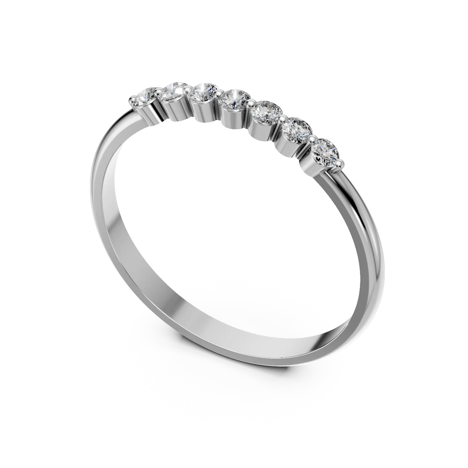 Inel minimalist din aur alb cu diamante de 0.09ct create in laborator