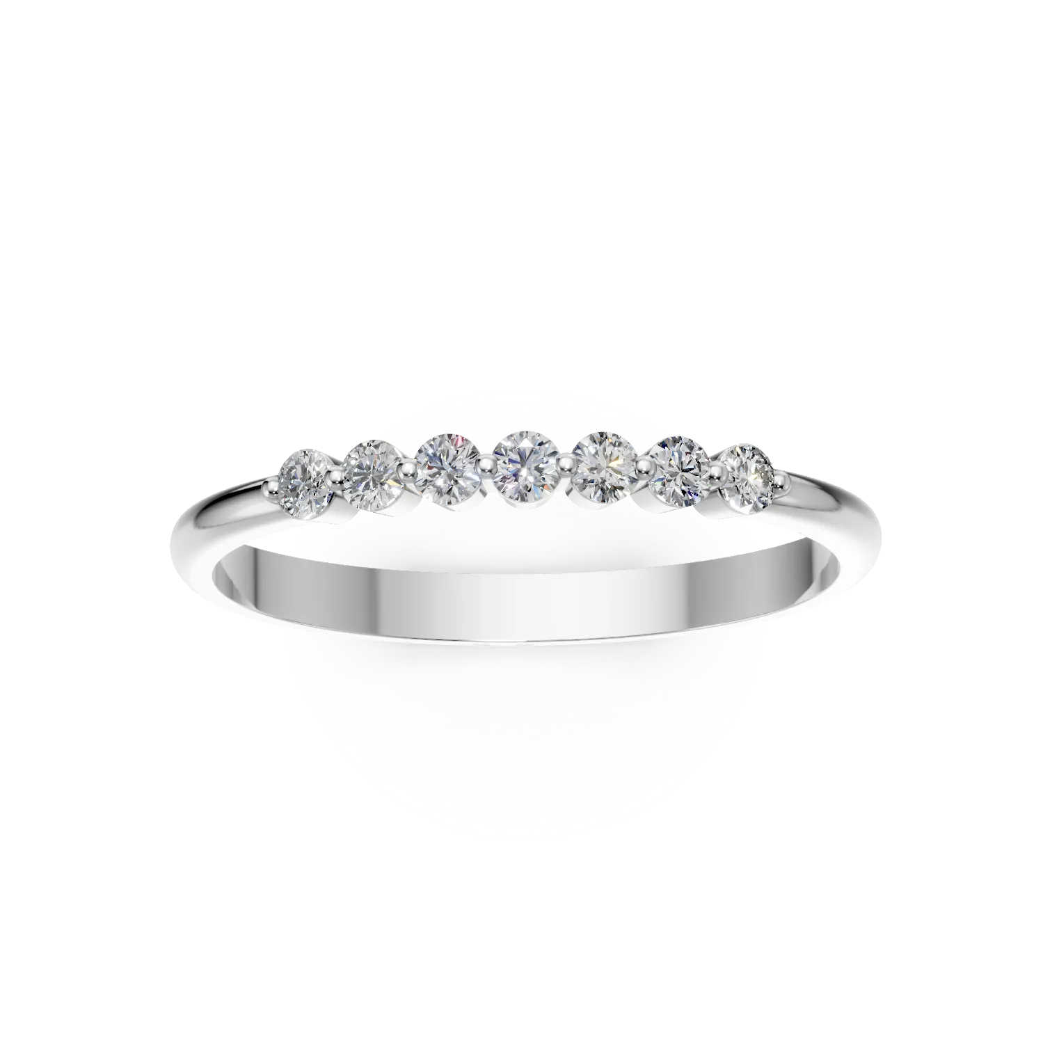 Inel minimalist din aur alb cu diamante de 0.09ct create in laborator