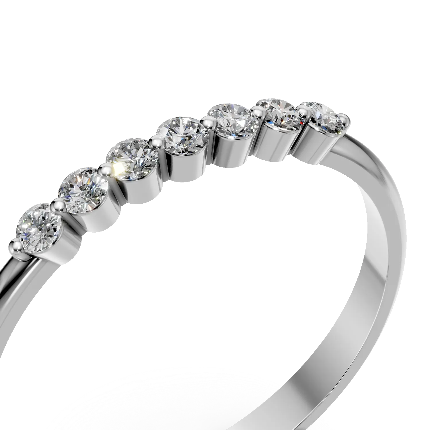 Inel minimalist din aur alb cu diamante de 0.09ct create in laborator