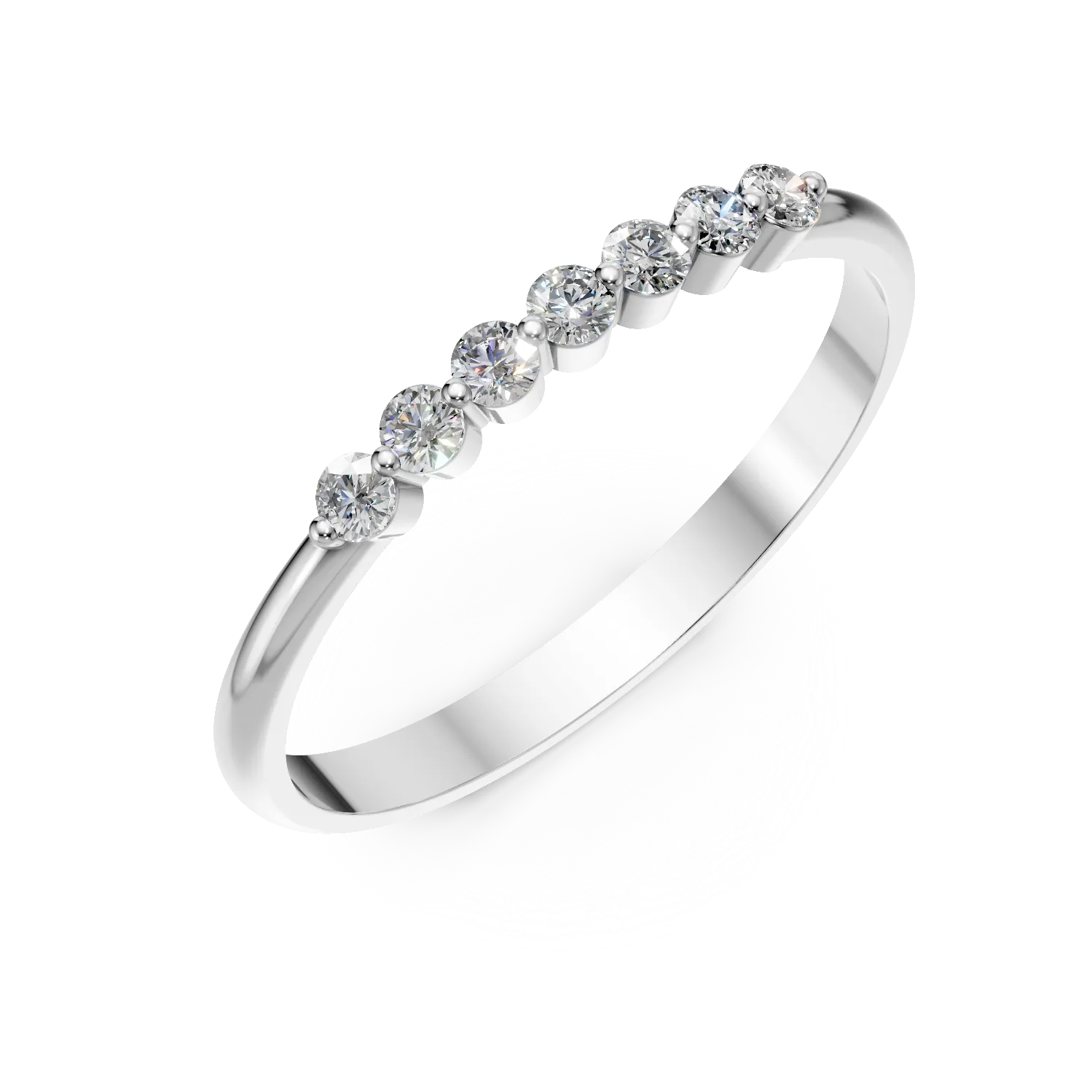 Inel simplu din aur alb cu diamante de 0.09ct create in laborator