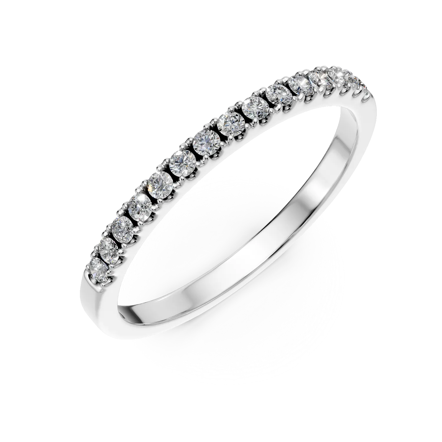 Inel semi eternity din aur alb cu diamante de 0.18ct create in laborator