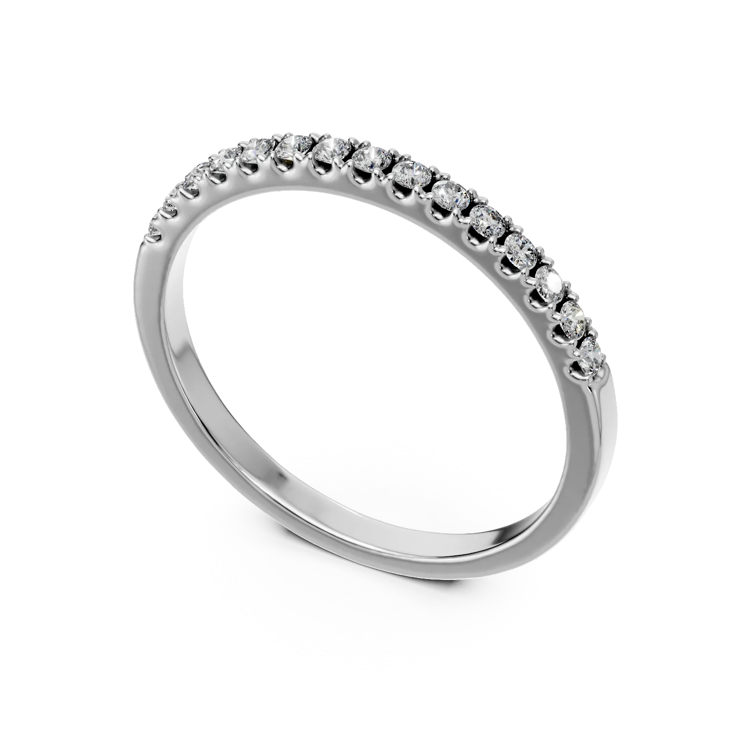 Inel semi eternity din aur alb cu diamante de 0.18ct create in laborator
