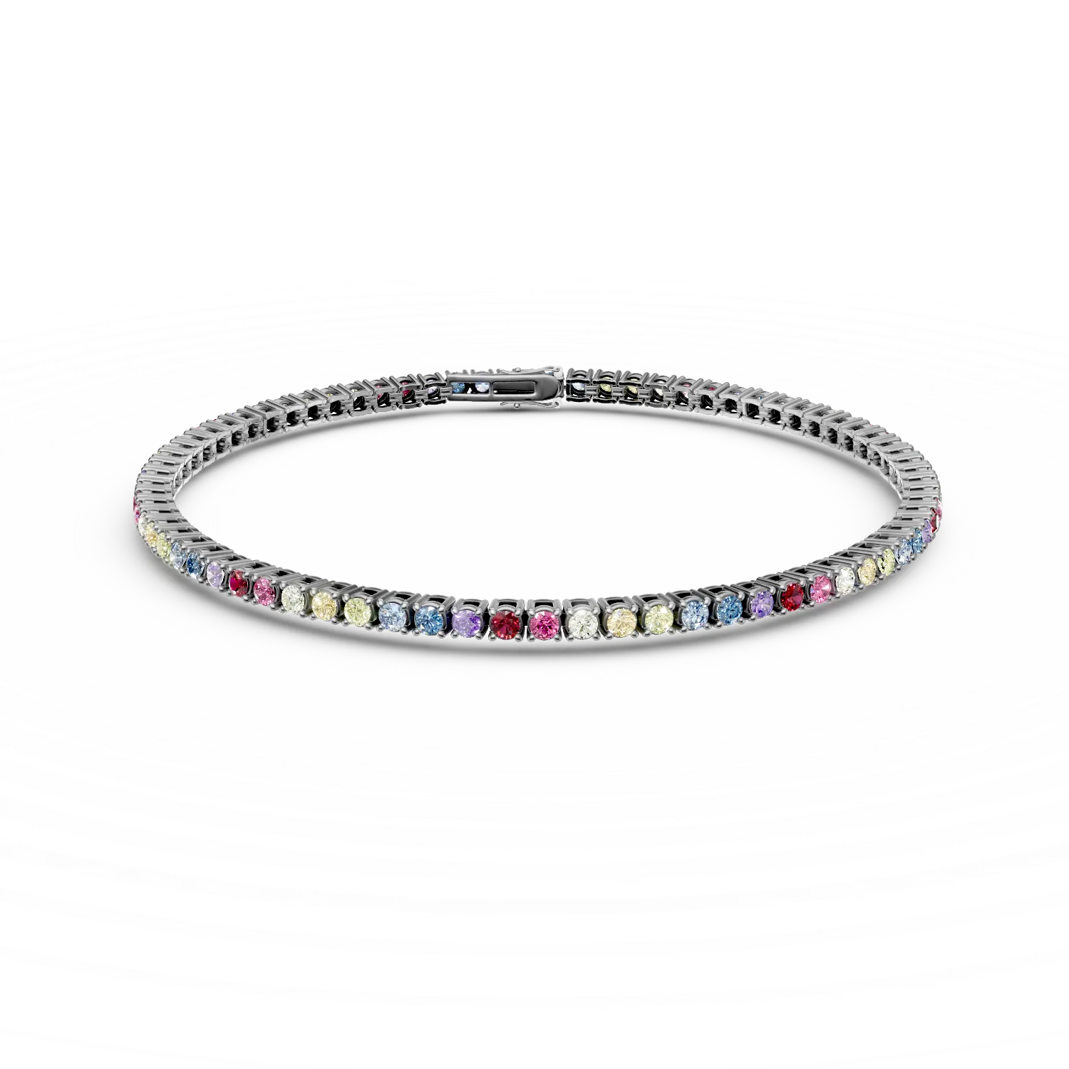 Bratara tennis din argint cu zirconii multicolore