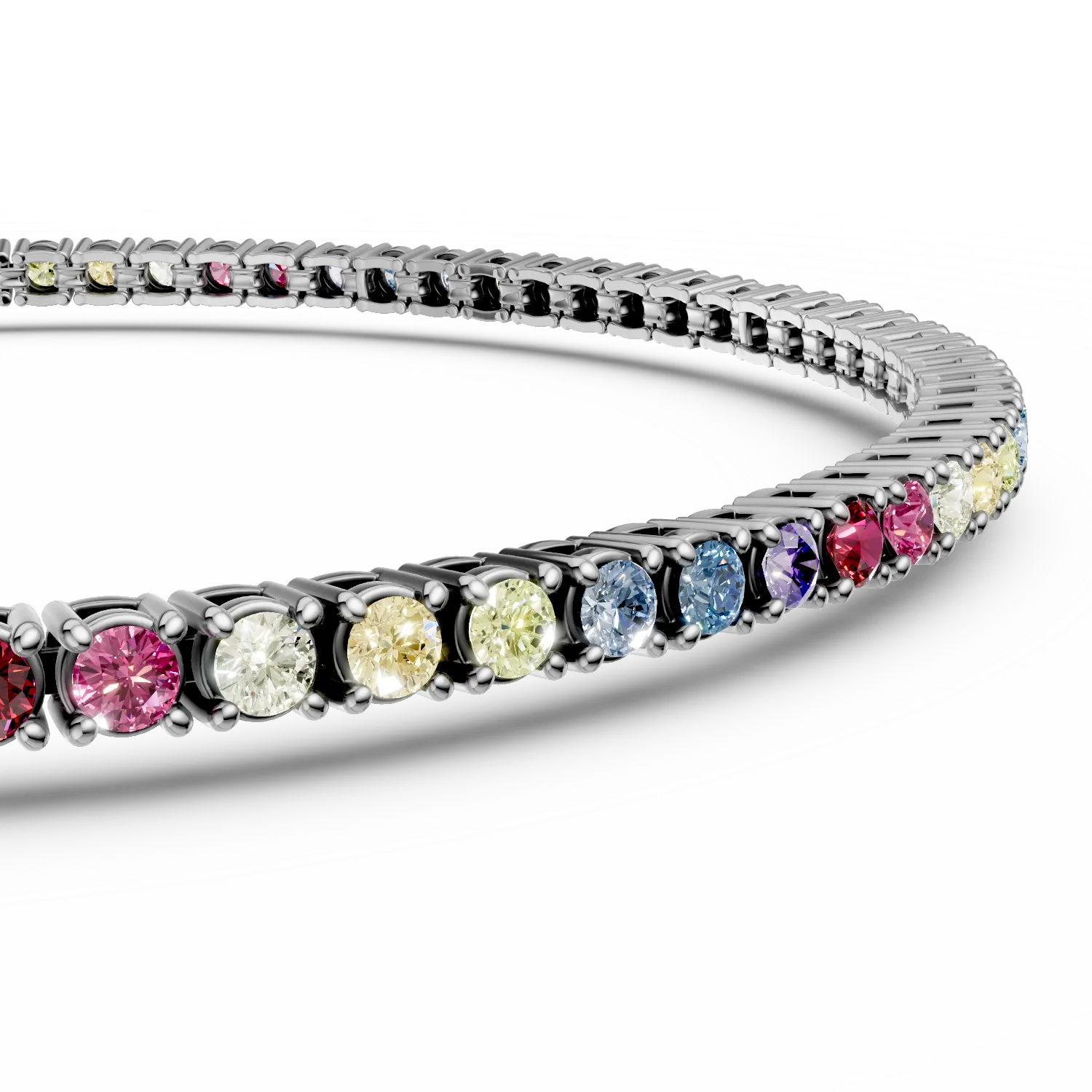 Bratara tennis din argint cu zirconii multicolore