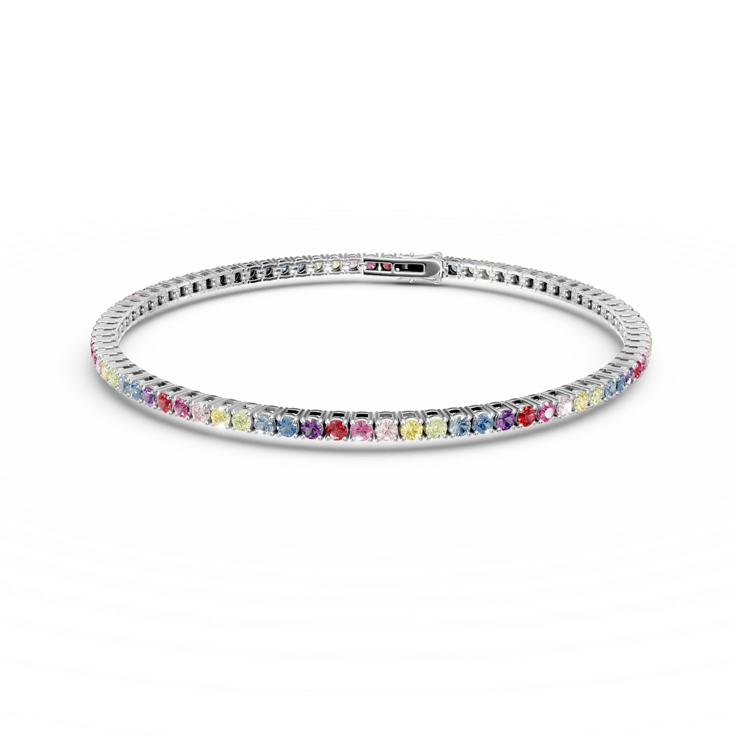 Bratara tennis din argint cu zirconii multicolore - imagine 6