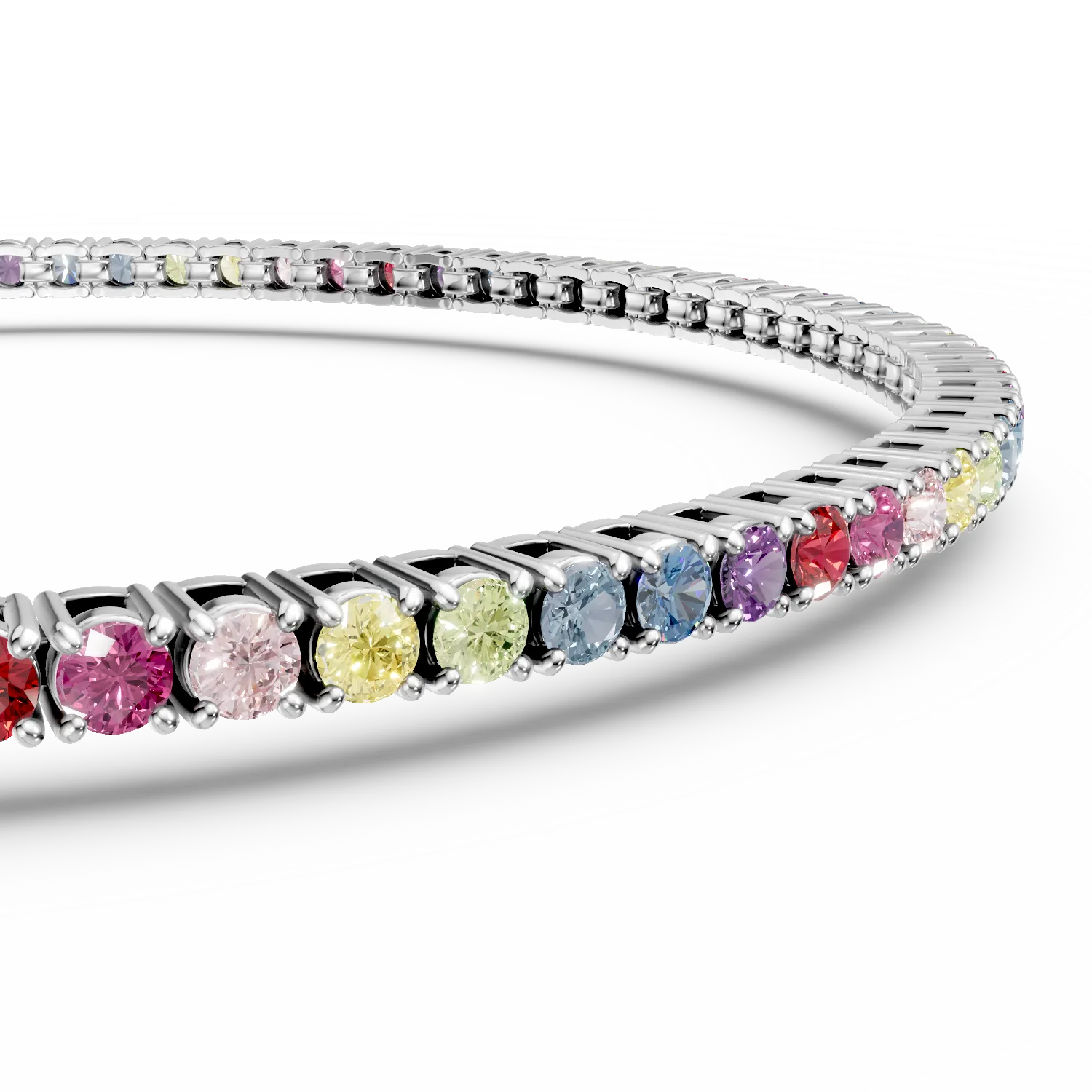 Bratara tennis din argint cu zirconii multicolore