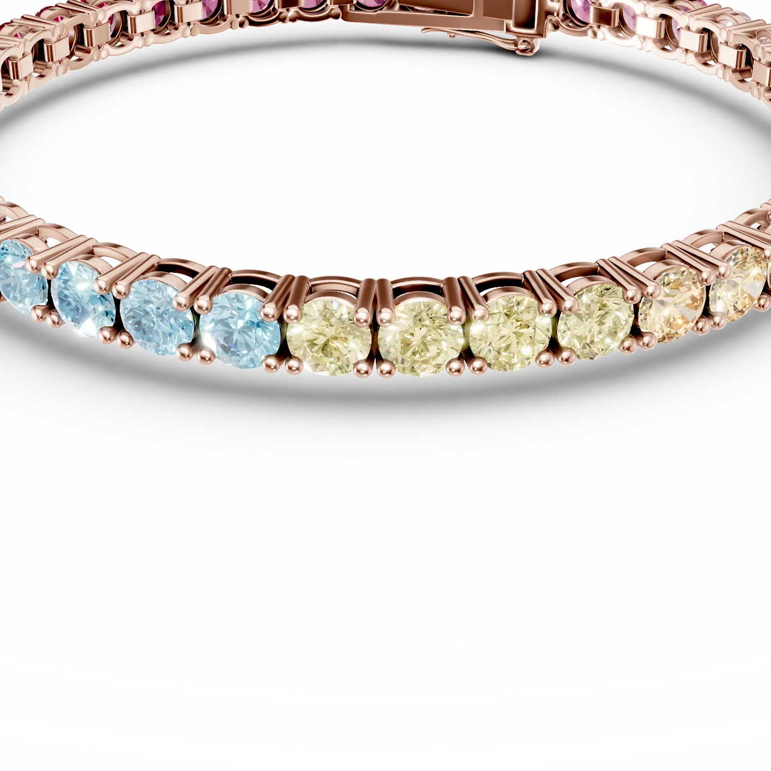 Bratara tennis din argint roz cu zirconii multicolore