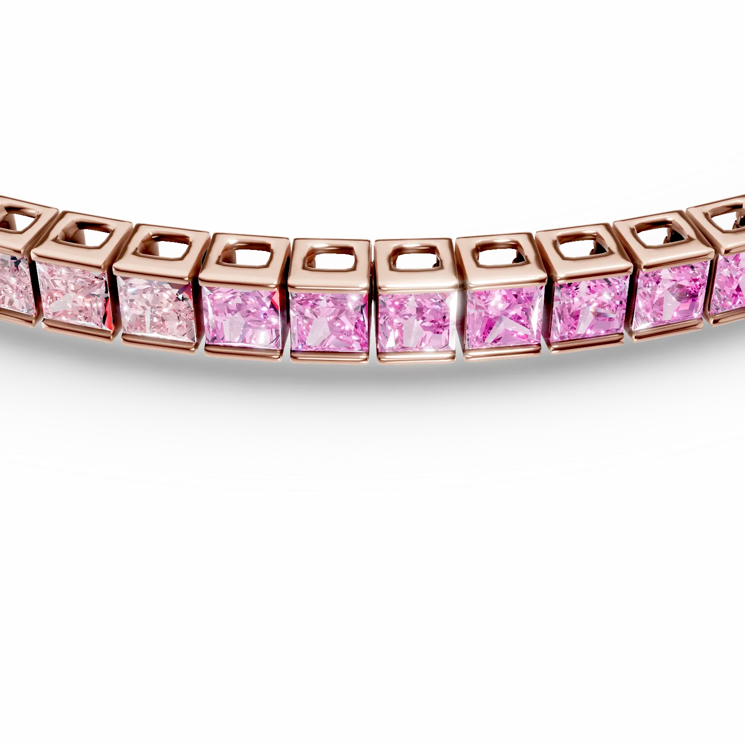 Bratara tennis din argint roz cu zirconii multicolore