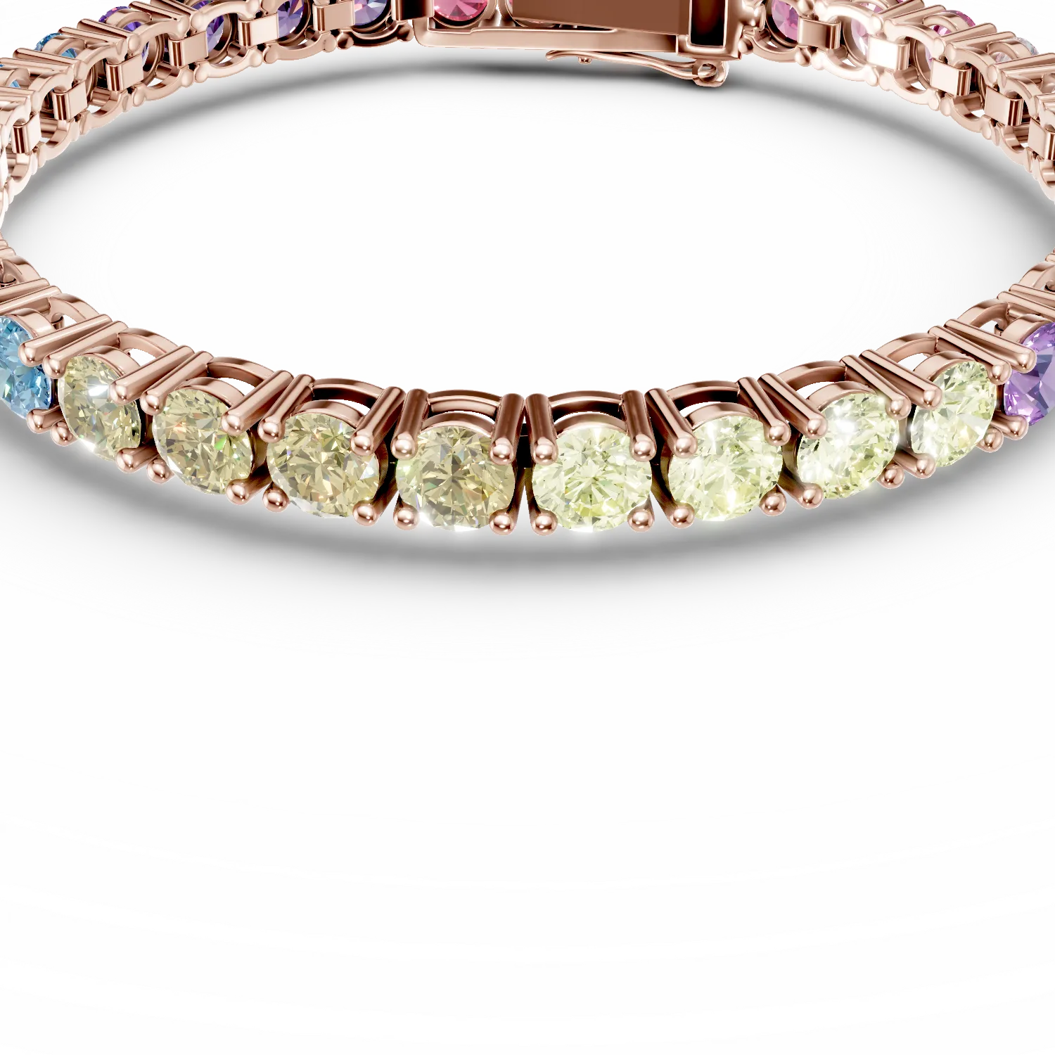 Bratara tennis din argint roz cu zirconii multicolore