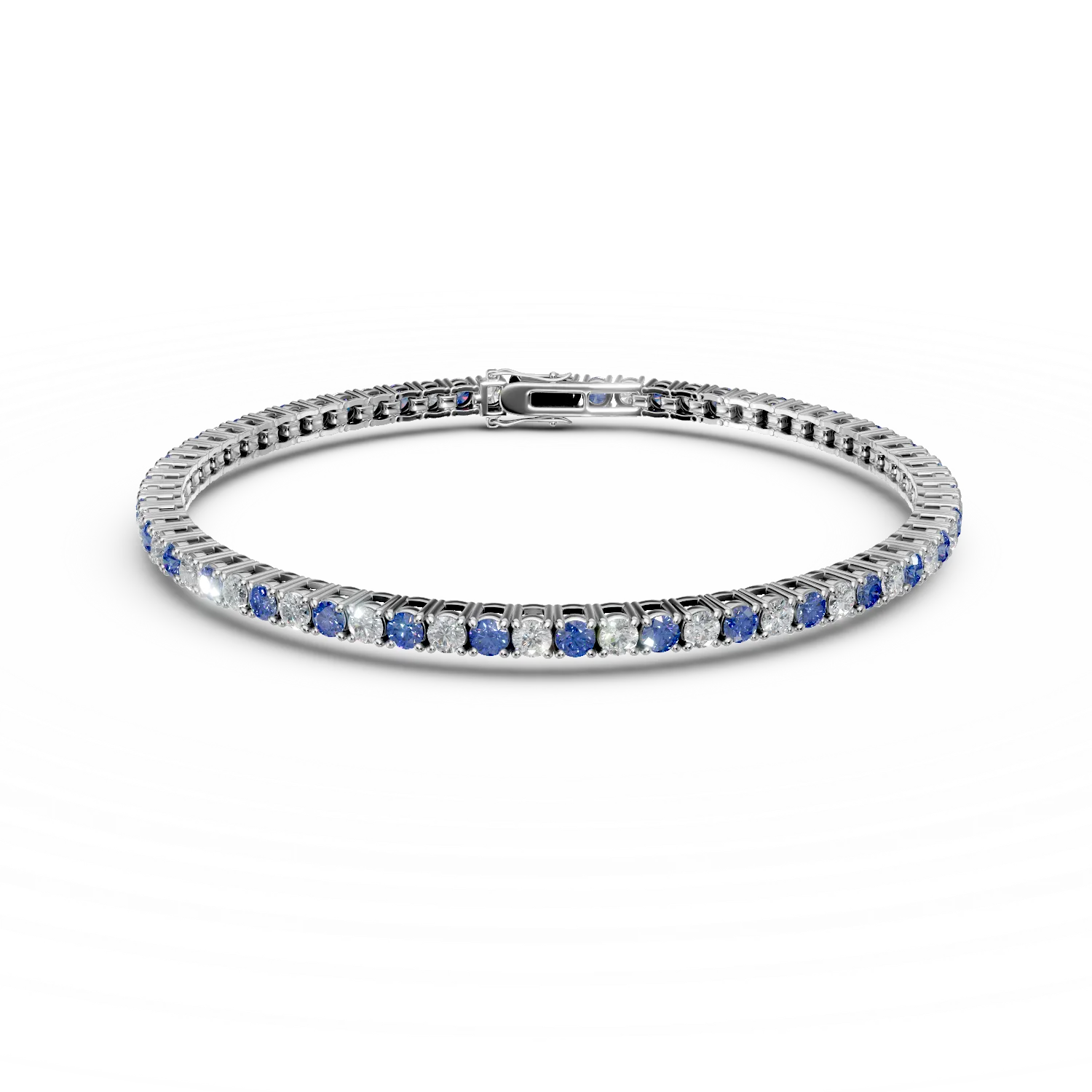Bratara tennis din argint cu zirconii albe si albastre