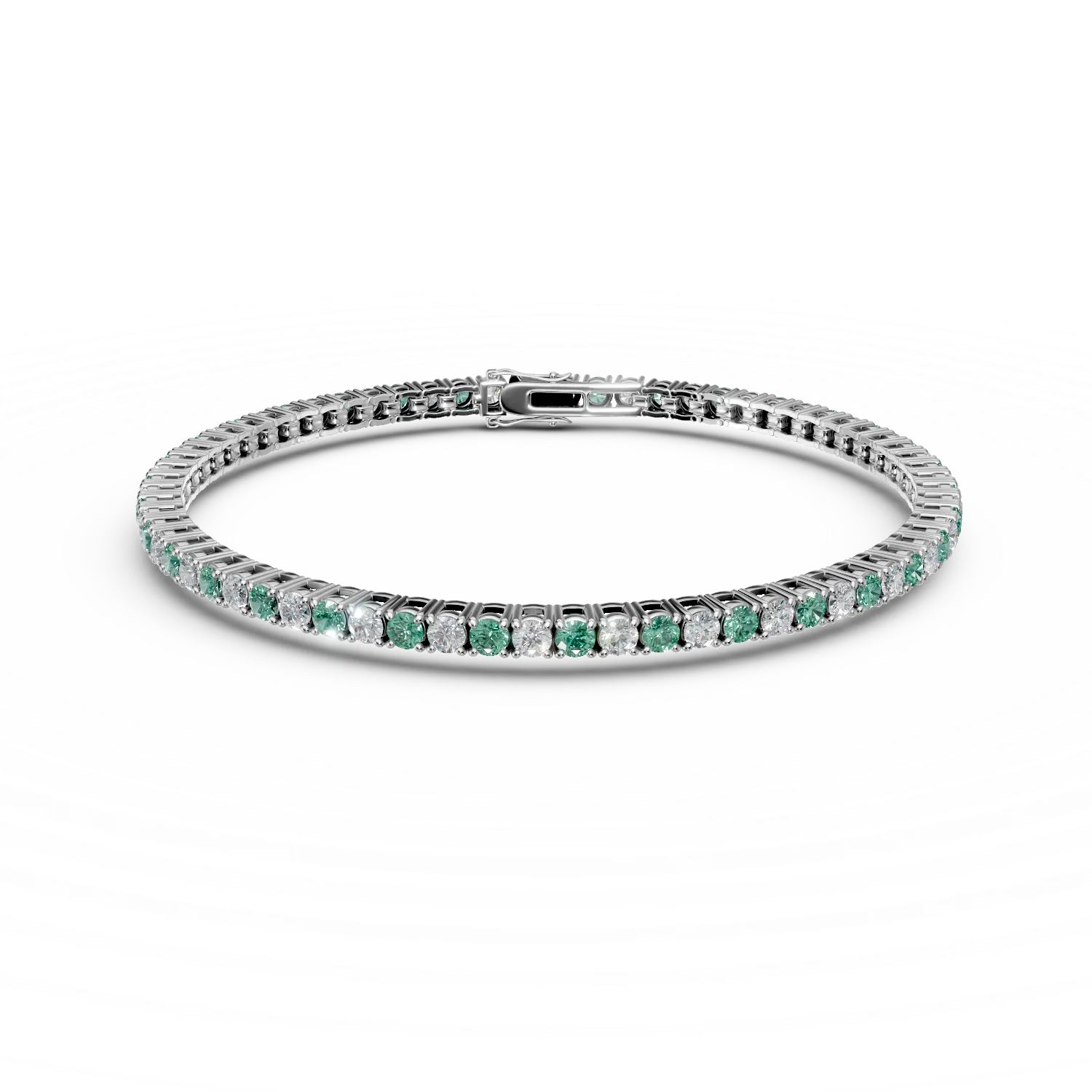 Bratara tennis din argint cu zirconii albe si verzi