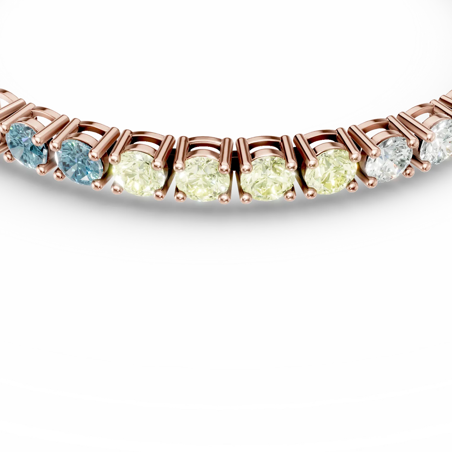 Bratara tennis din argint roz cu zirconii multicolore