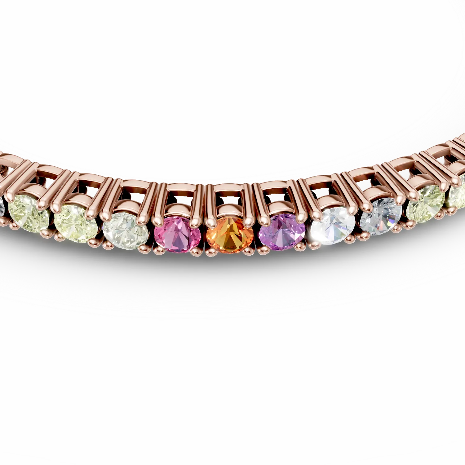 Bratara tennis din argint roz cu zirconii multicolore
