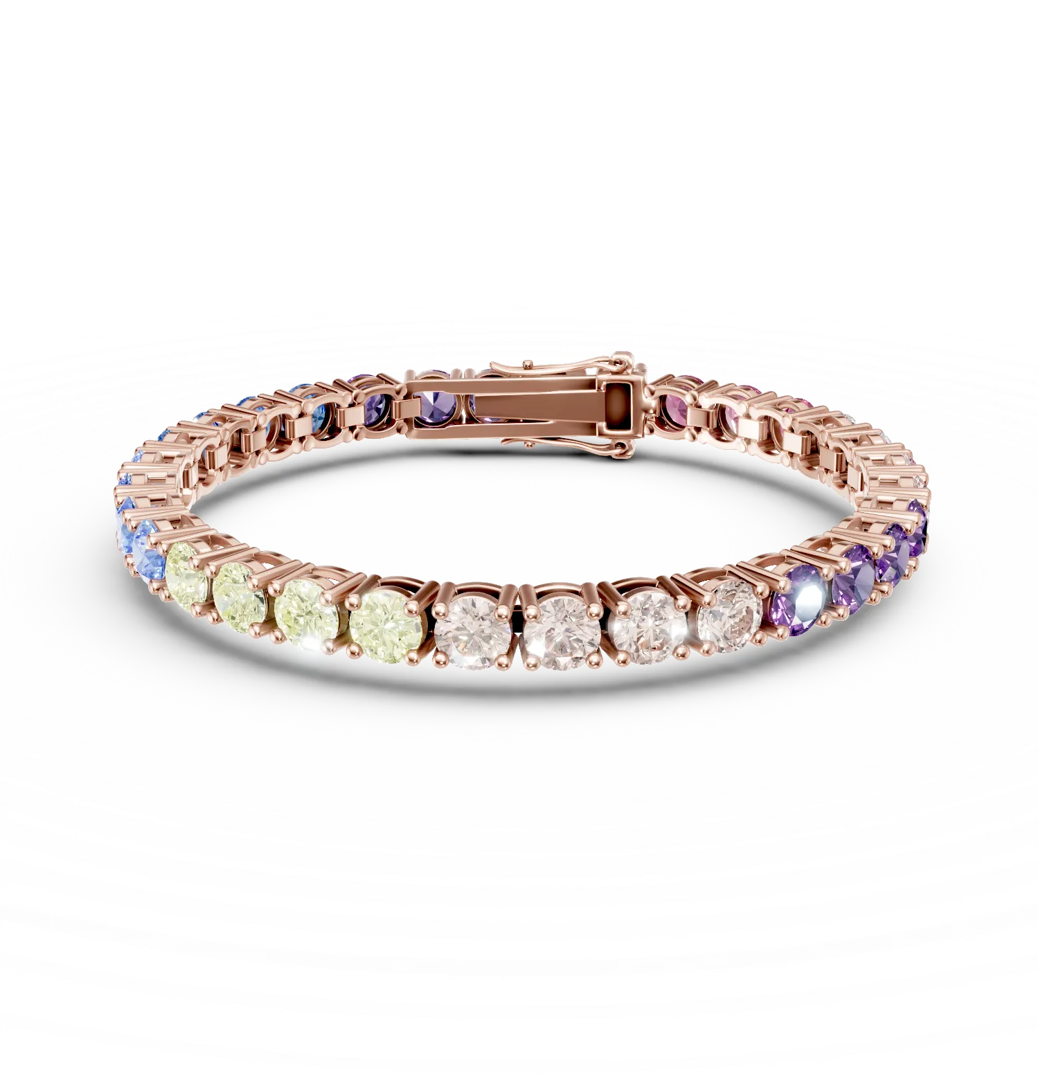 Bratara tennis din argint roz cu zirconii multicolore